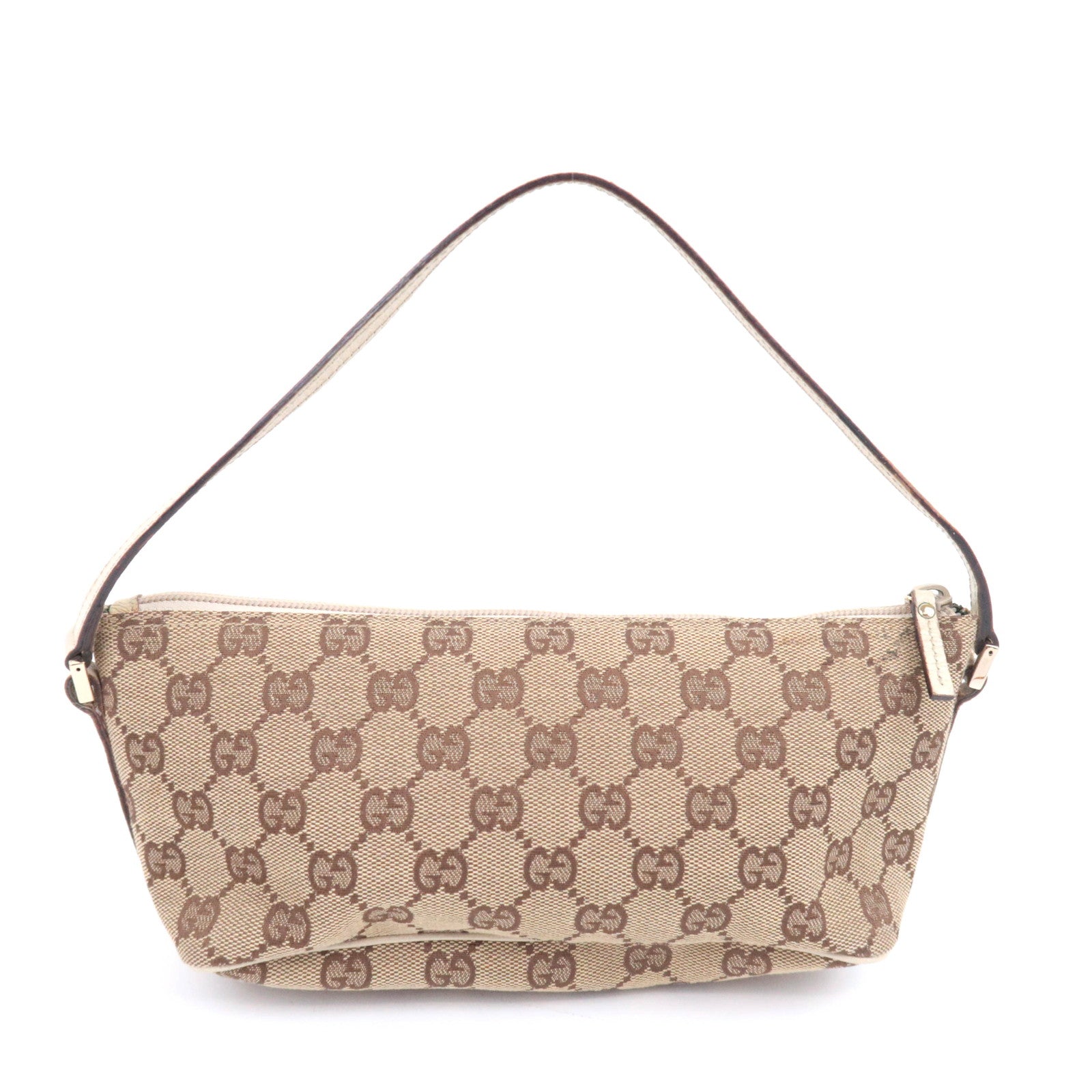 GUCCI Boat Bag GG Canvas Handbag Beige White 07193