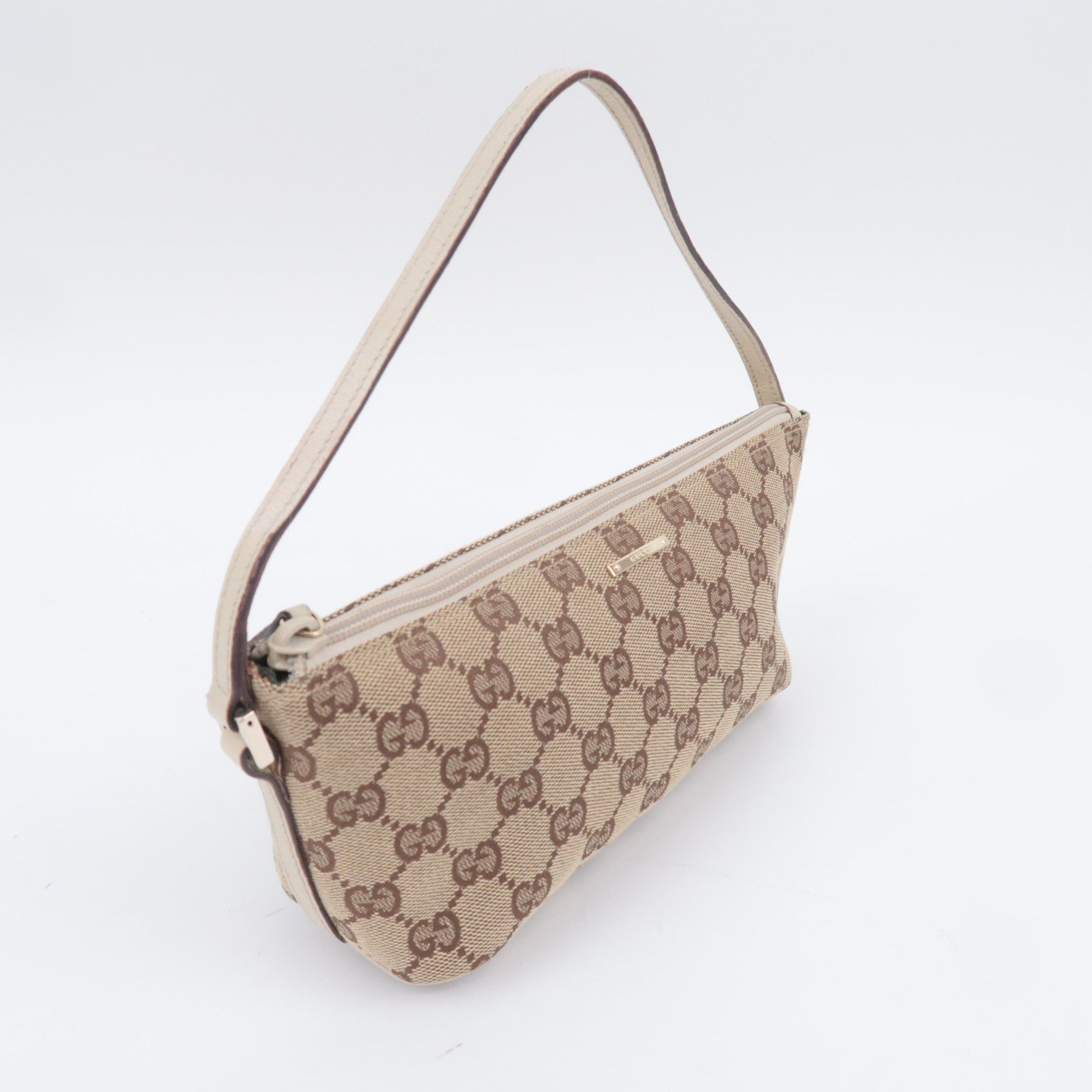 GUCCI Boat Bag GG Canvas Handbag Beige White 07193
