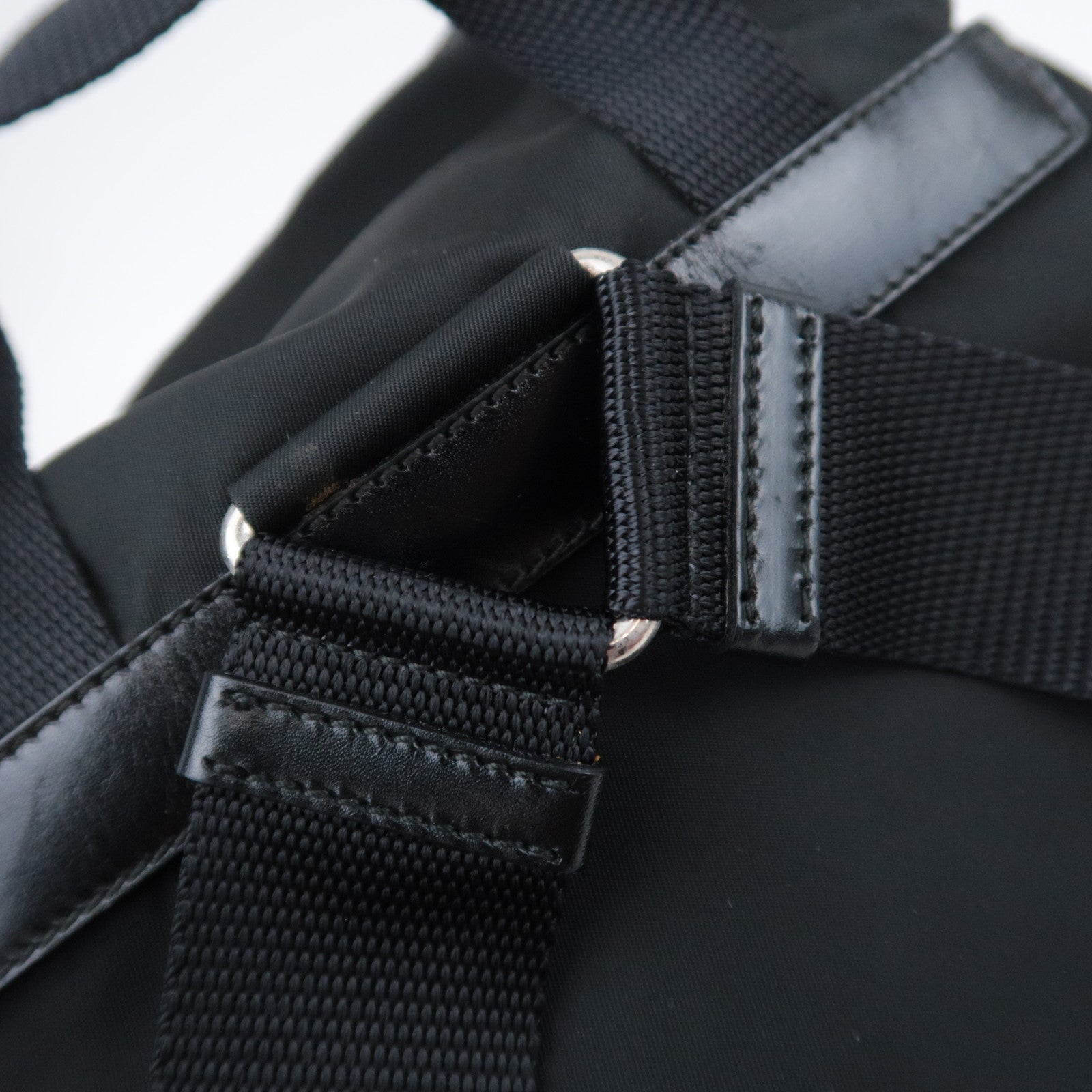 PRADA Backpack Nylon Leather Black