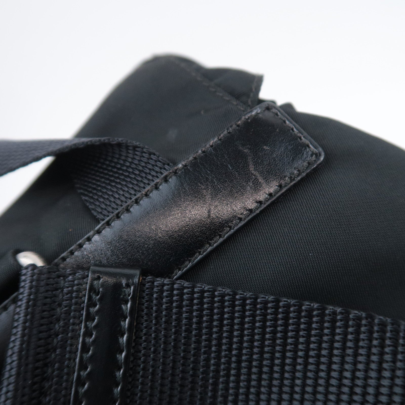 PRADA Backpack Nylon Leather Black