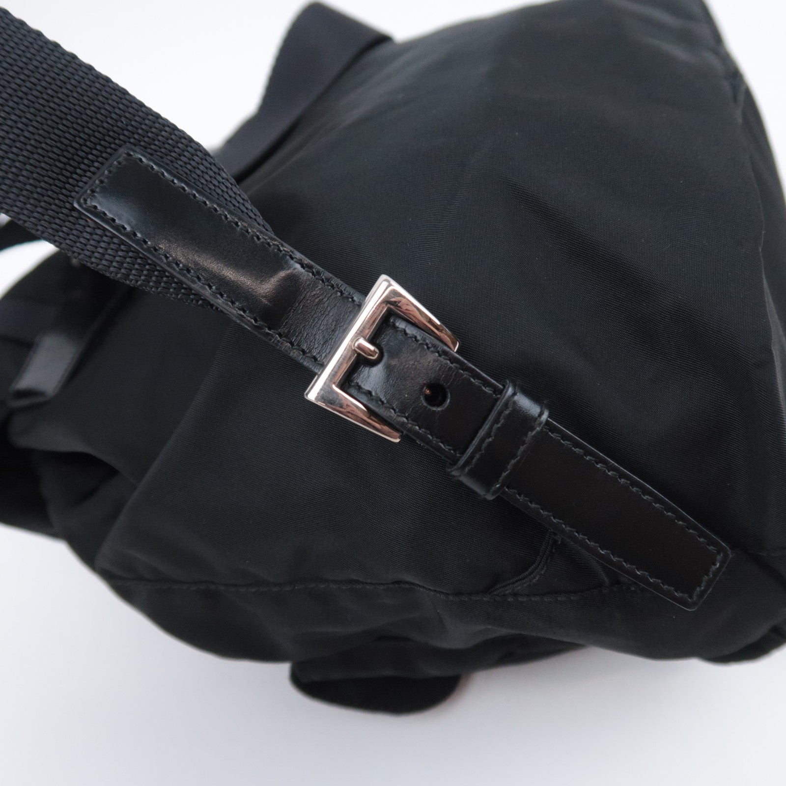 PRADA Backpack Nylon Leather Black