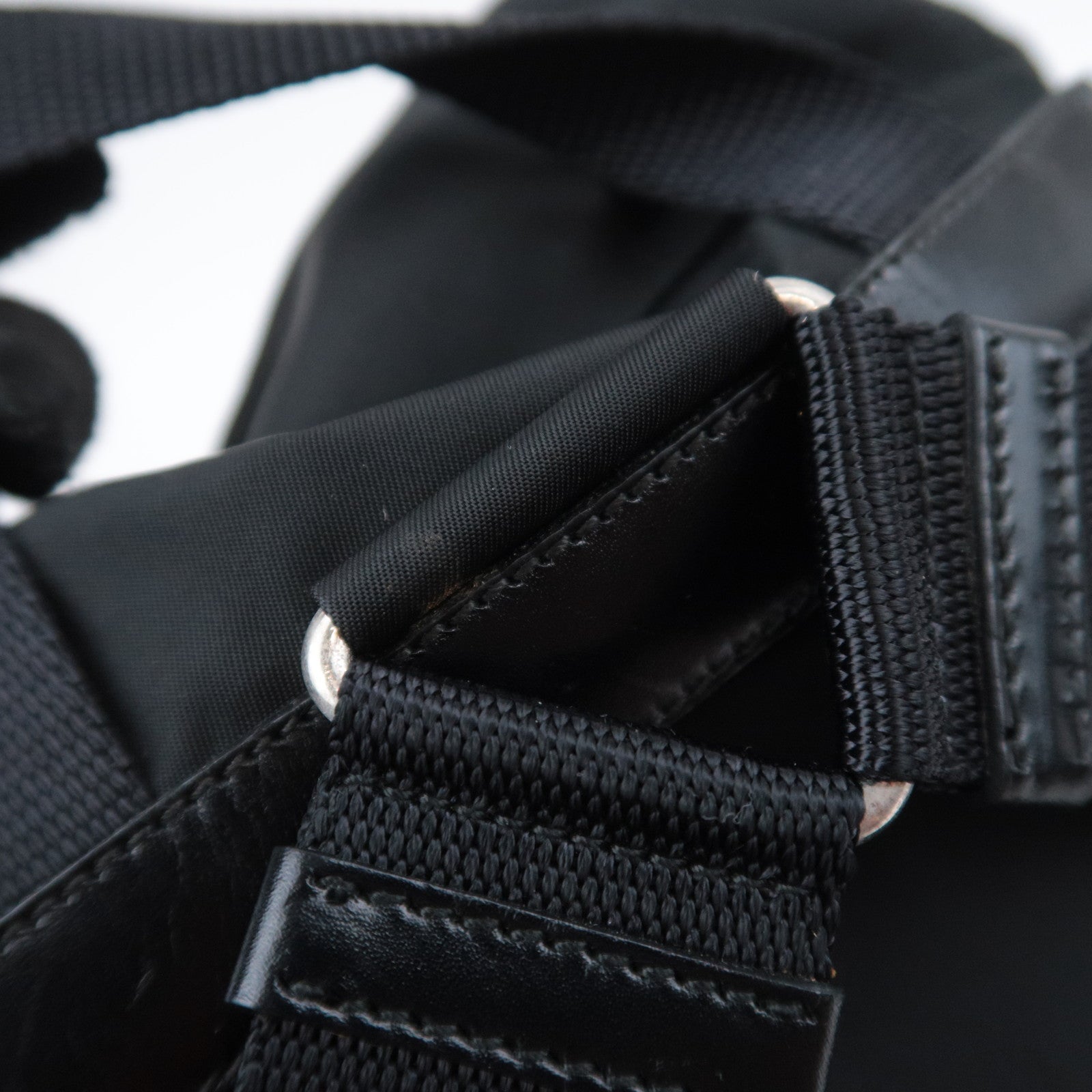 PRADA Backpack Nylon Leather Black