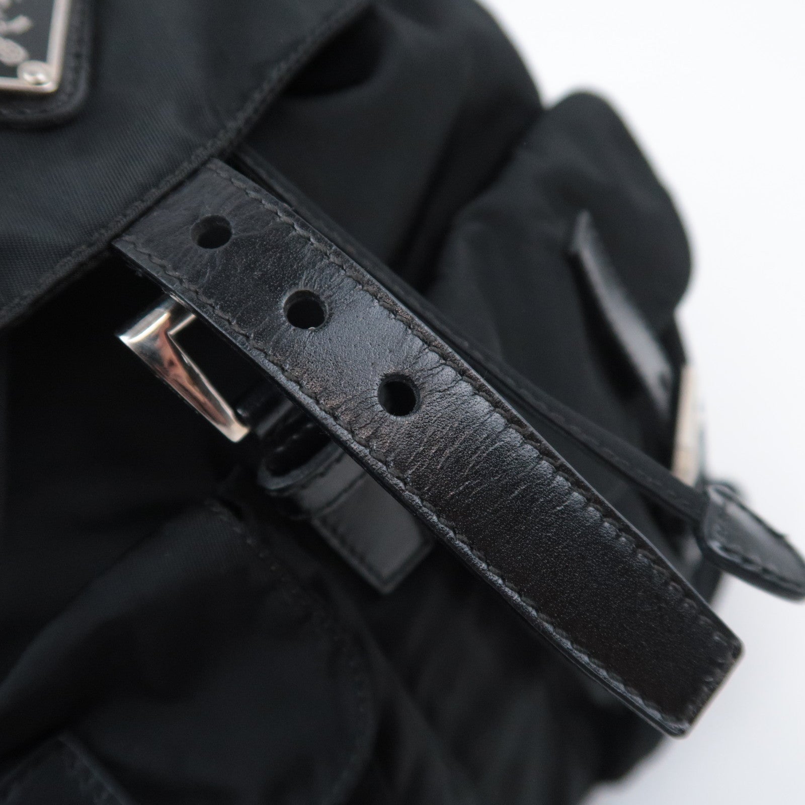 PRADA Backpack Nylon Leather Black