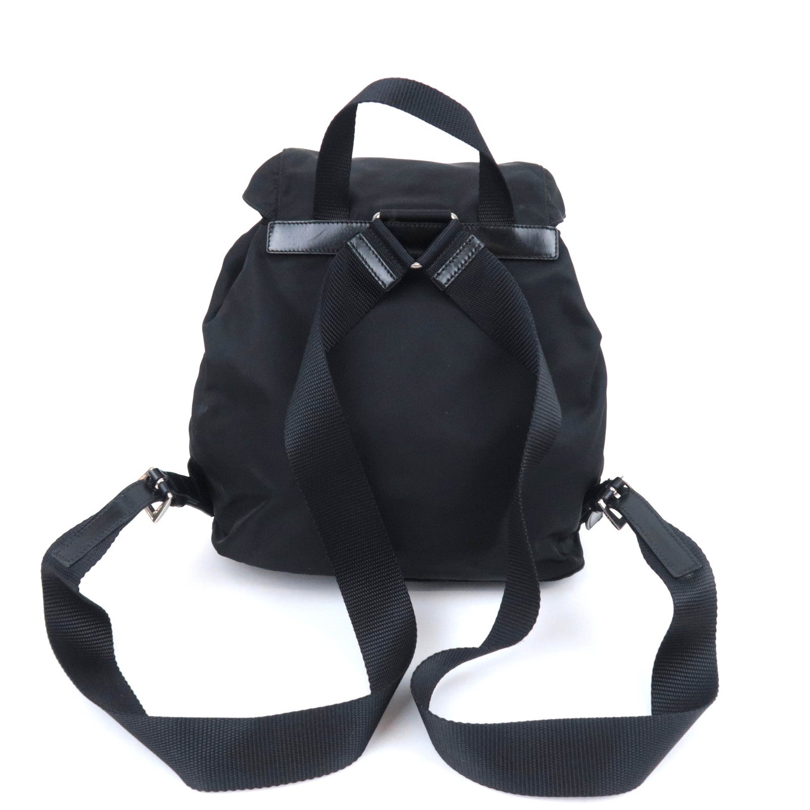 PRADA Backpack Nylon Leather Black