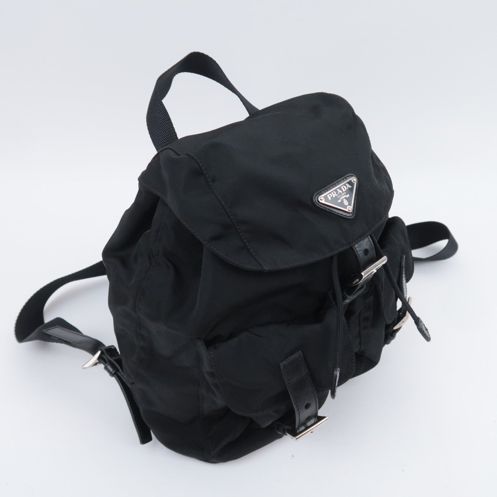 PRADA Backpack Nylon Leather Black