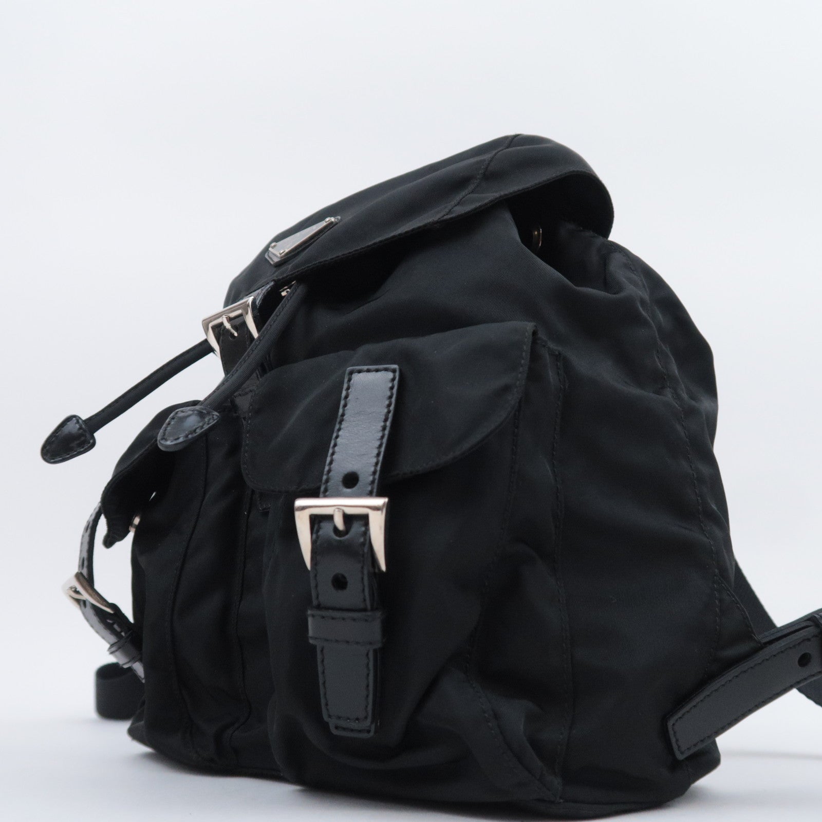 PRADA Backpack Nylon Leather Black