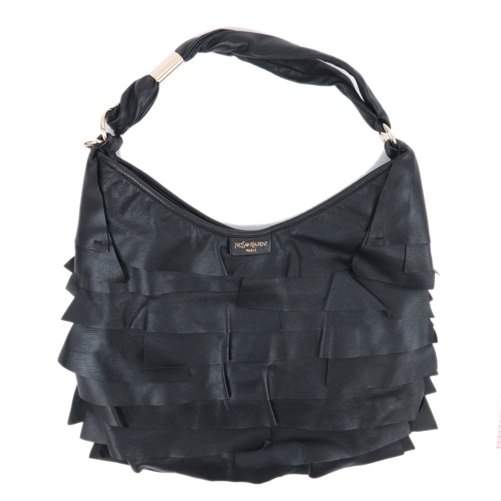 SAINT LAURENT YSL Saint-Tropez Leather Shoulder Bag Black91550