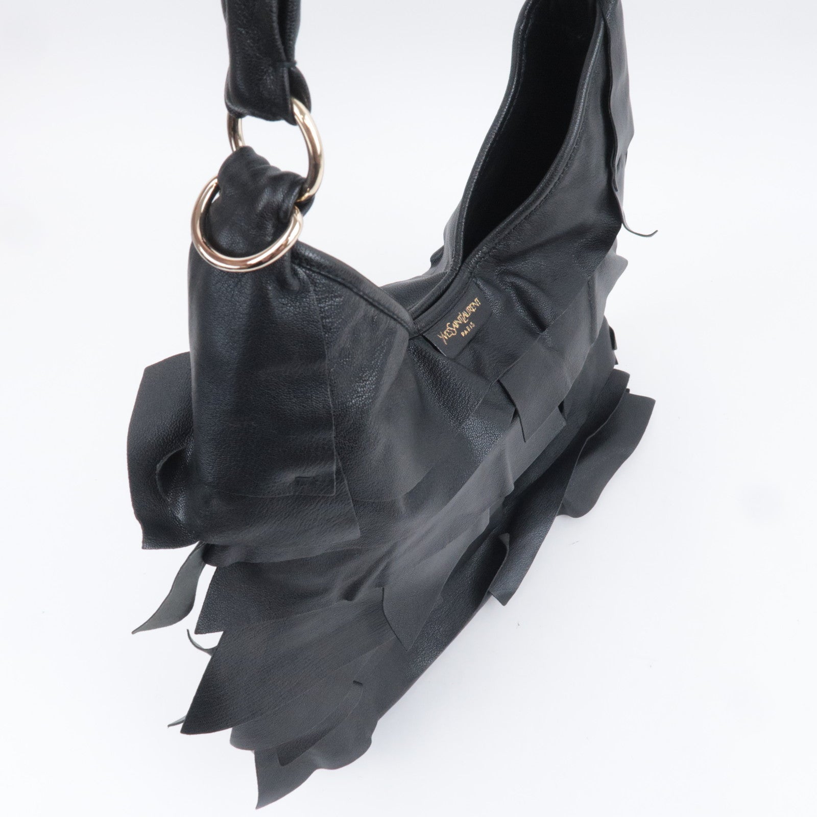 SAINT LAURENT YSL Saint-Tropez Leather Shoulder Bag Black