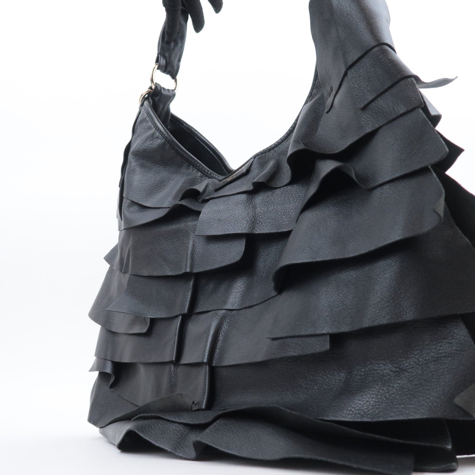 SAINT LAURENT YSL Saint-Tropez Leather Shoulder Bag Black