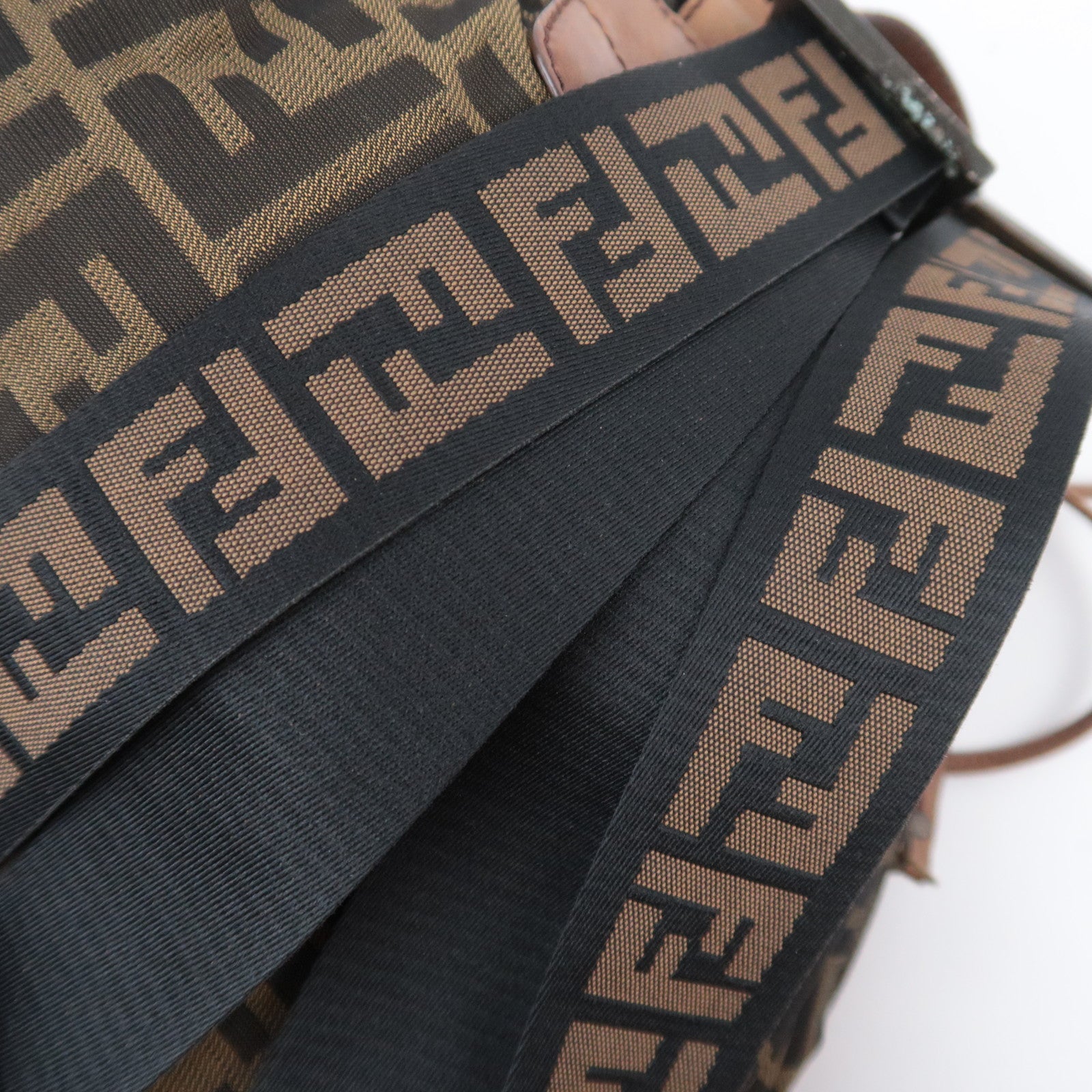 FENDI Zucca Backpack Canvas Leather Khaki 7VZ001