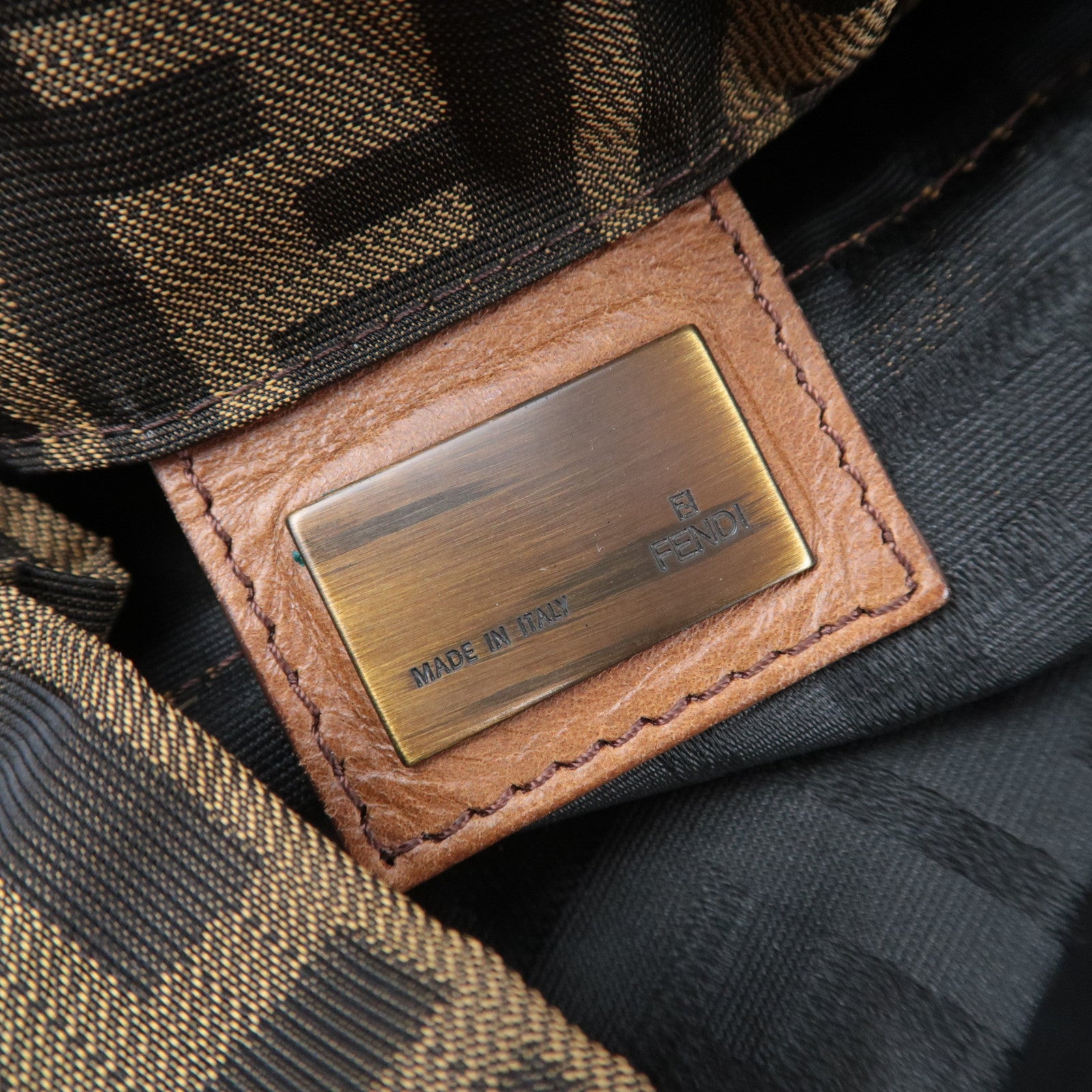FENDI Zucca Backpack Canvas Leather Khaki 7VZ001