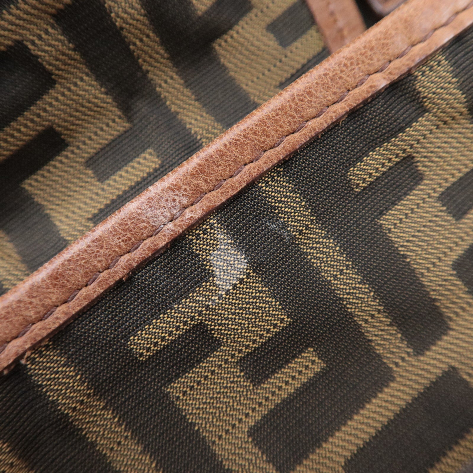 FENDI Zucca Backpack Canvas Leather Khaki 7VZ001