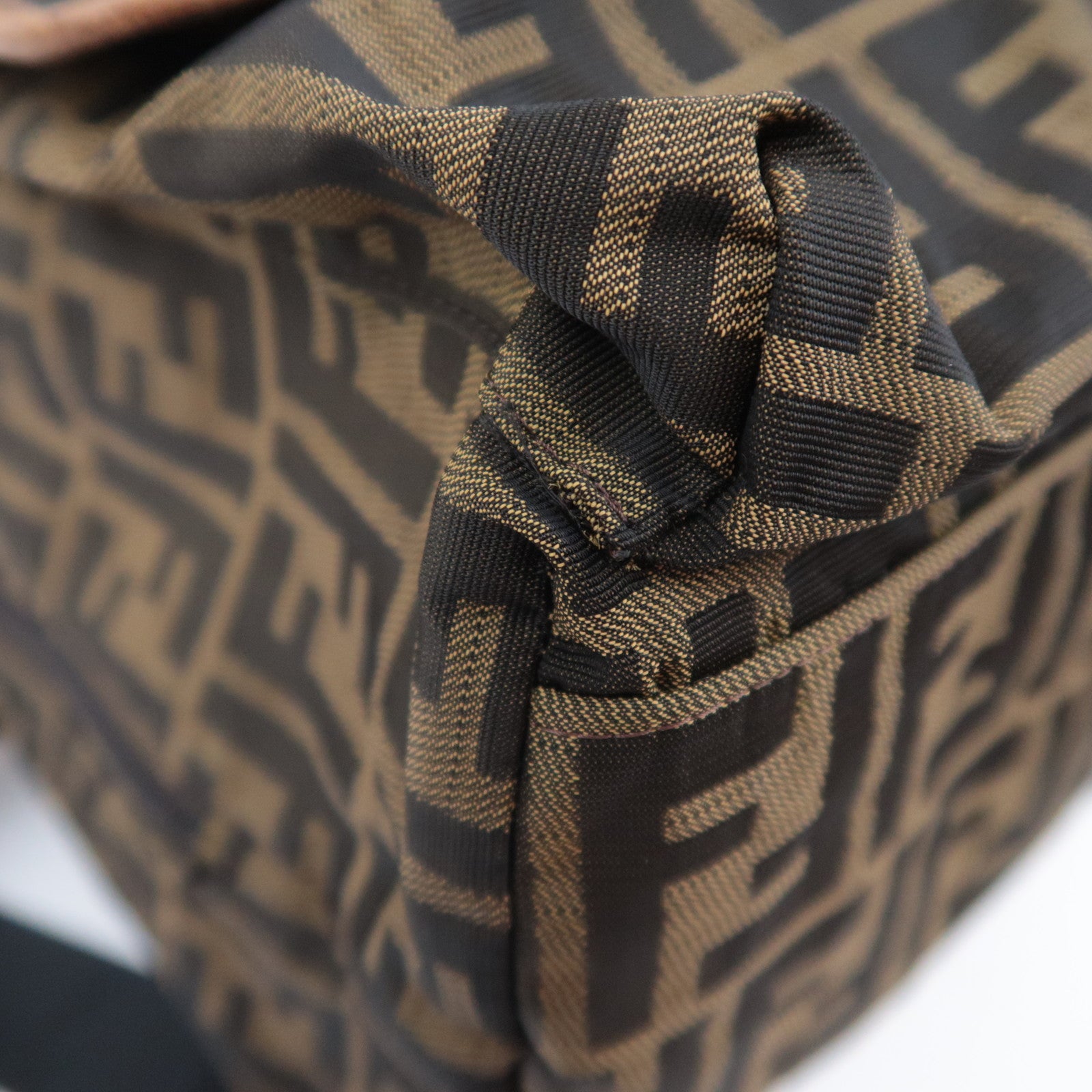 FENDI Zucca Backpack Canvas Leather Khaki 7VZ001