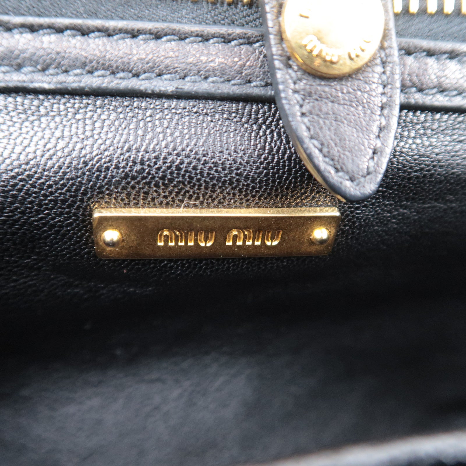 MIU MIU Biker Shoulder Bag Denim Leather Navy