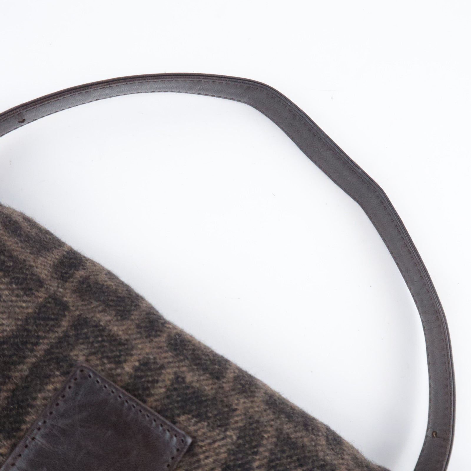 FENDI Zucca Mamma Baguette Cashmere Shoulder Bag Brown 26424