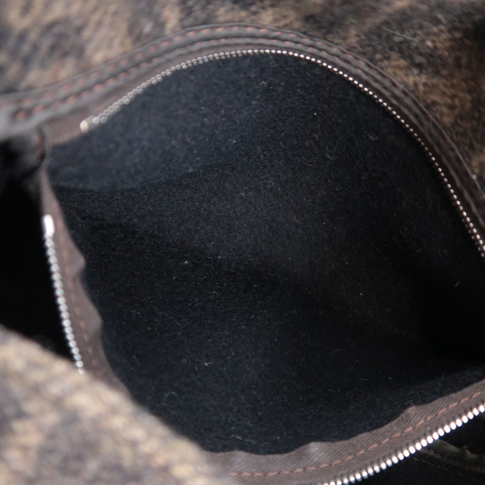 FENDI Zucca Mamma Baguette Cashmere Shoulder Bag Brown 26424