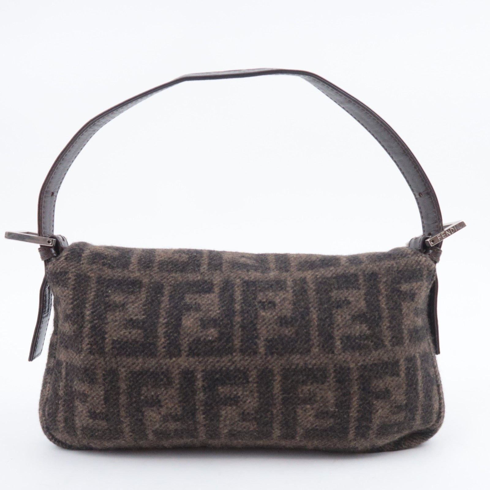 FENDI Zucca Mamma Baguette Cashmere Shoulder Bag Brown 26424