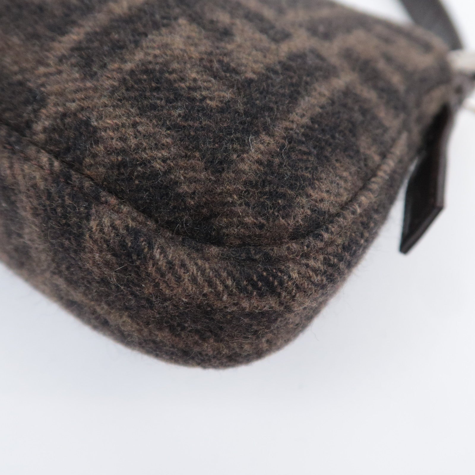 FENDI Zucca Mamma Baguette Cashmere Shoulder Bag Brown 26424