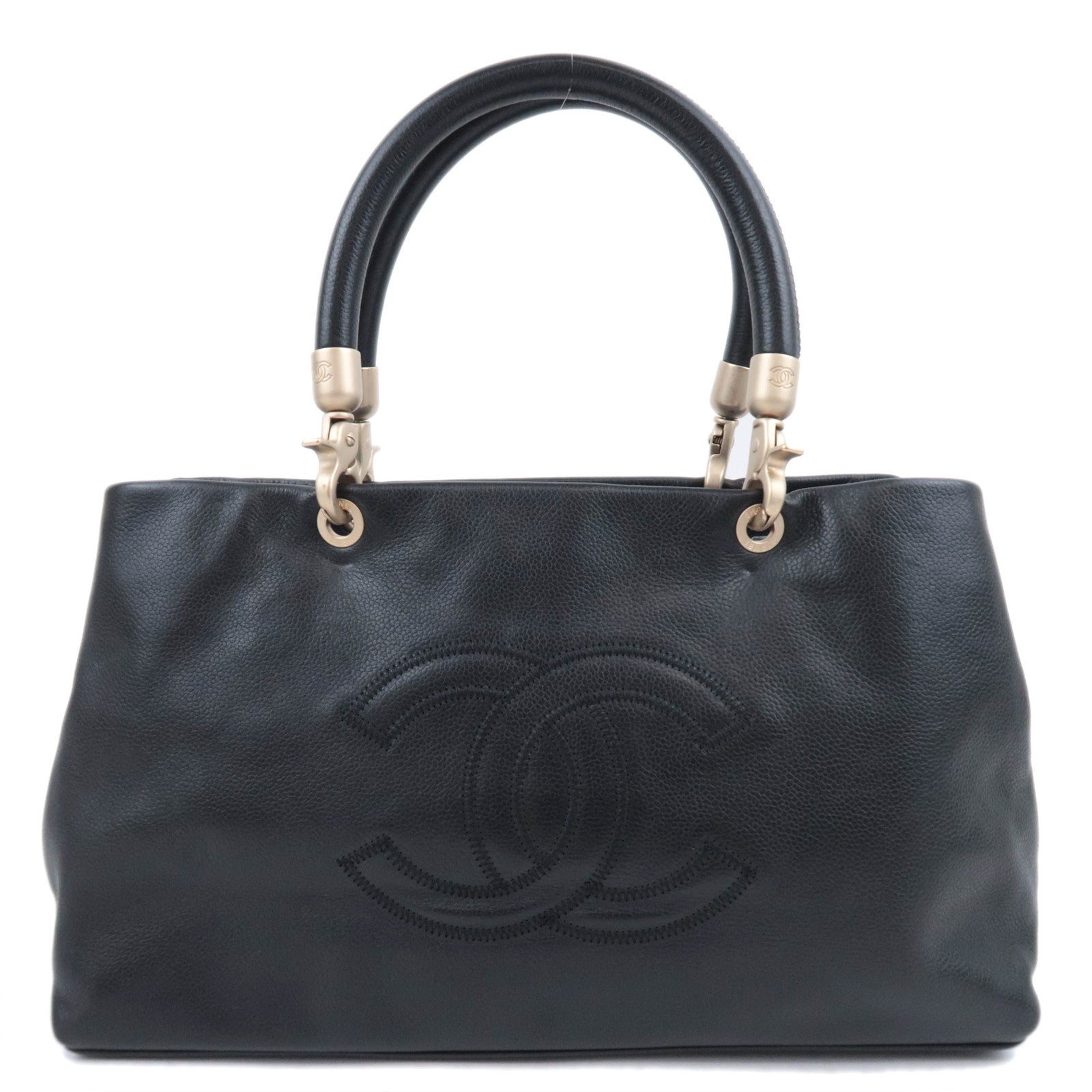 CHANEL Coco Mark Handbag Caviarskin Black91585