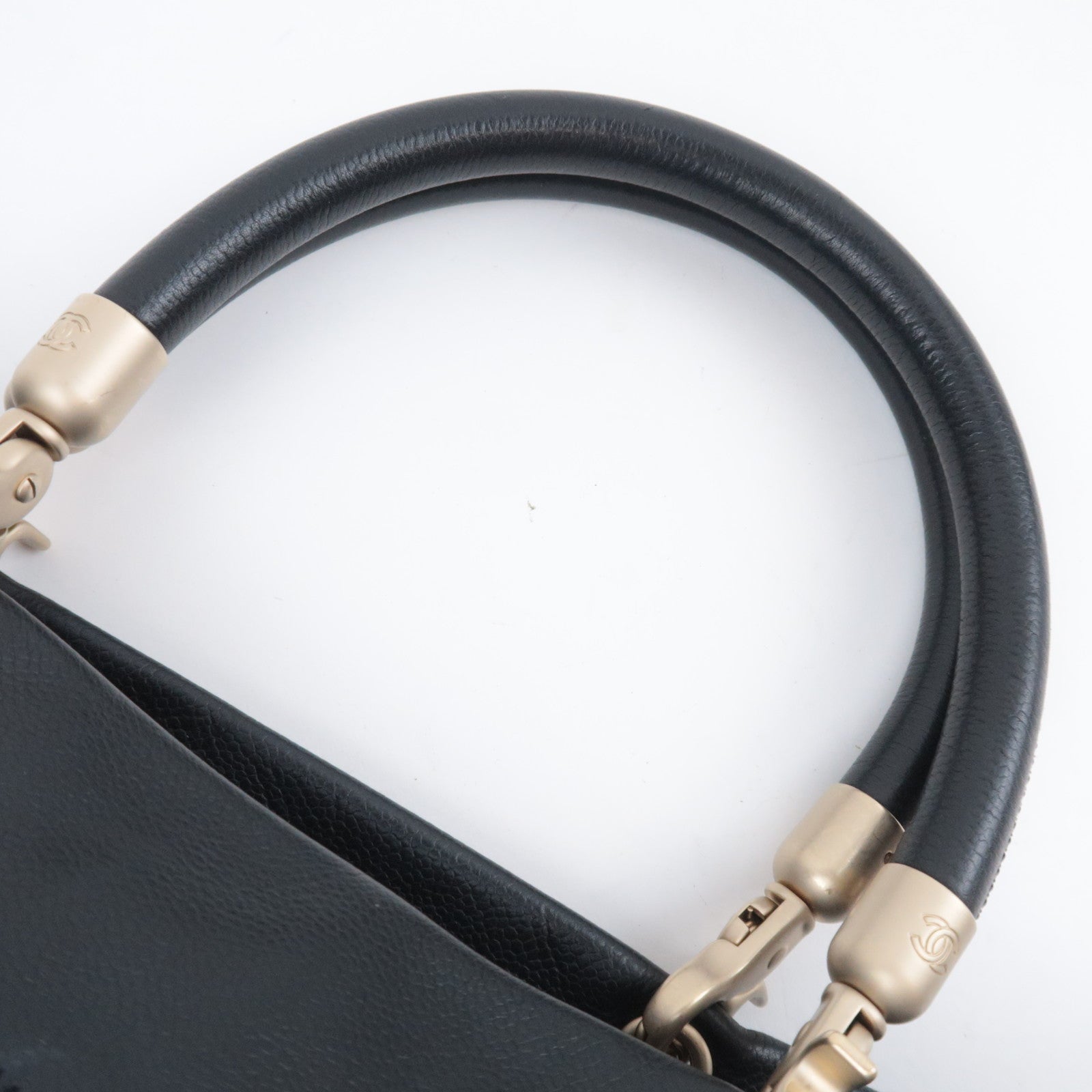 CHANEL Coco Mark Handbag Caviarskin Black