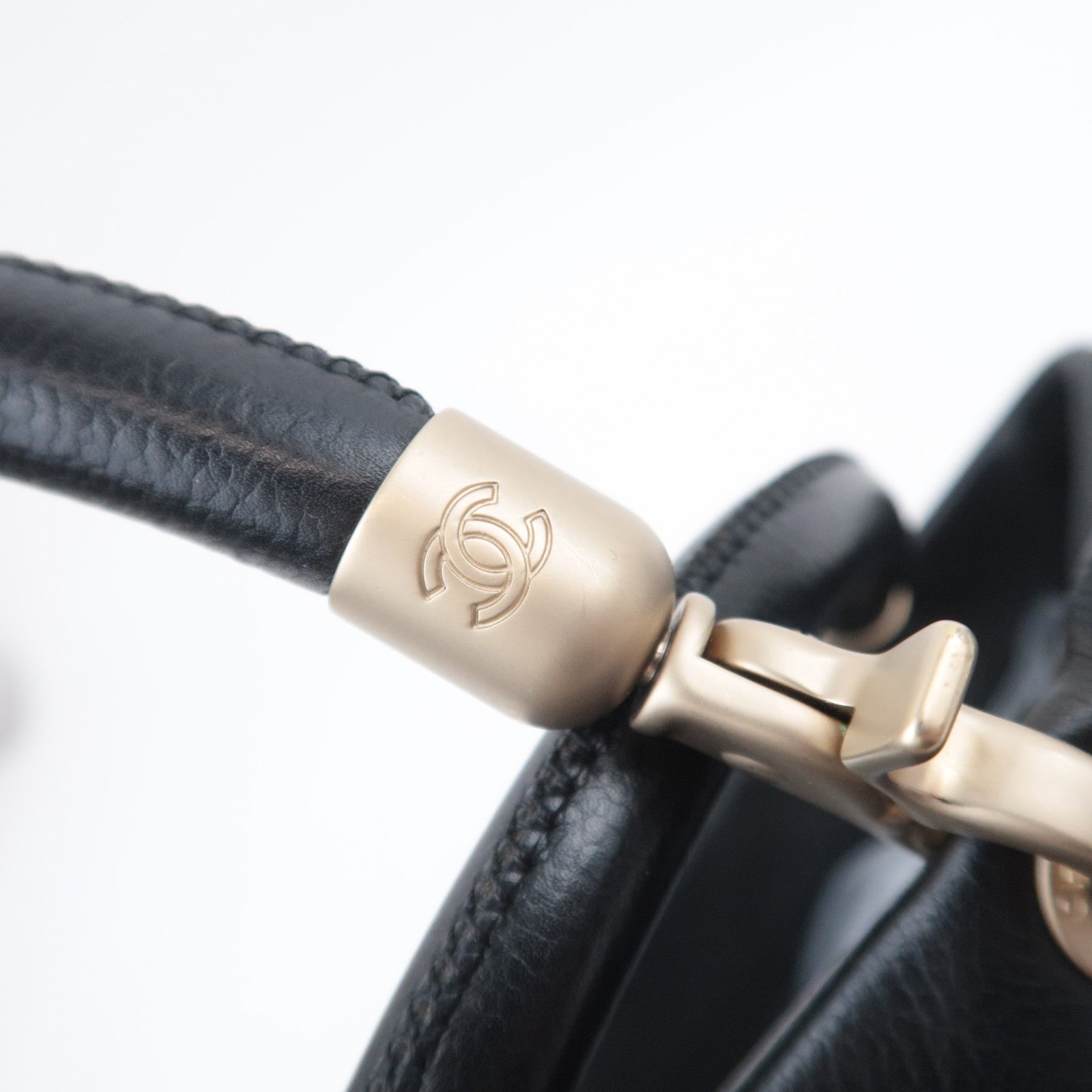 CHANEL Coco Mark Handbag Caviarskin Black