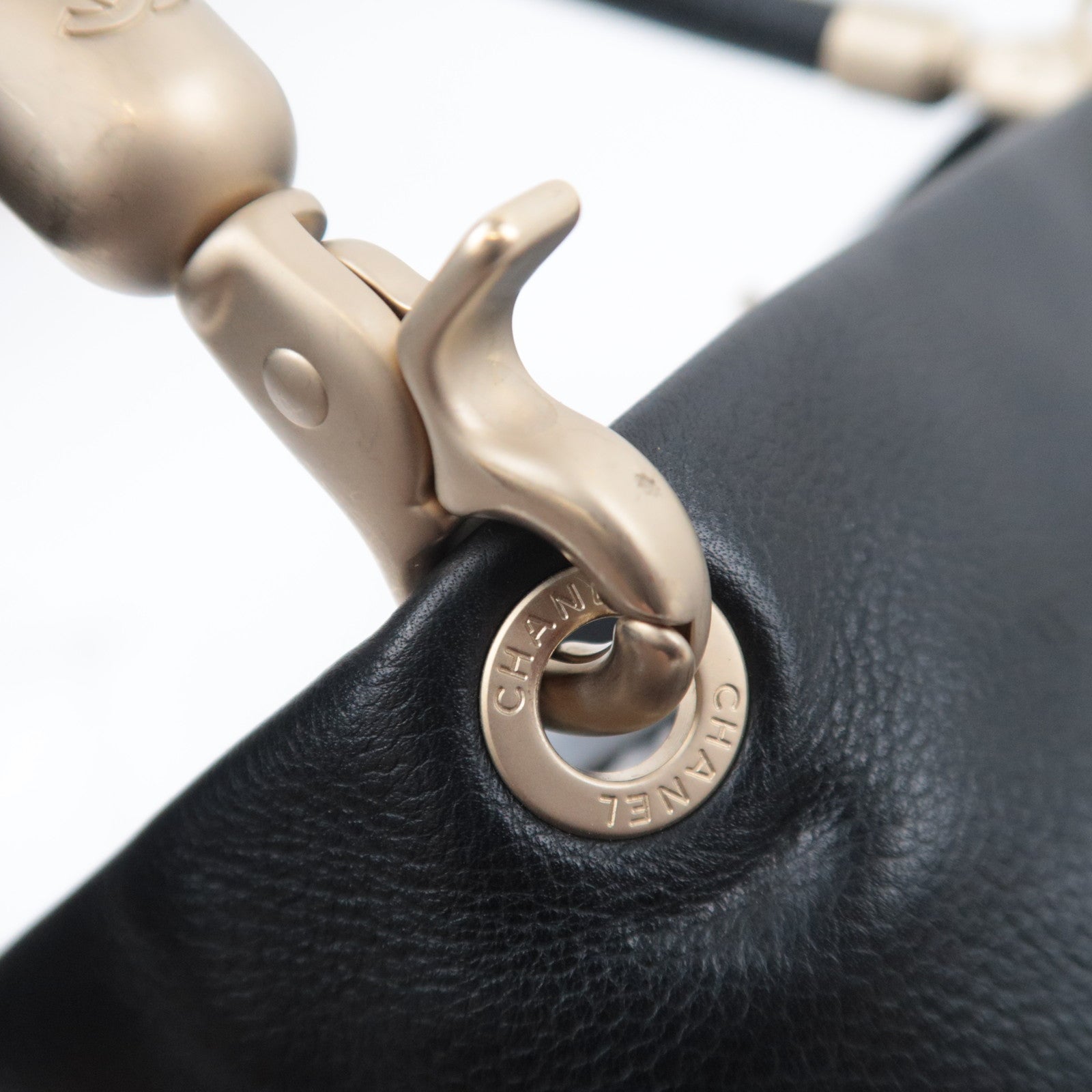 CHANEL Coco Mark Handbag Caviarskin Black