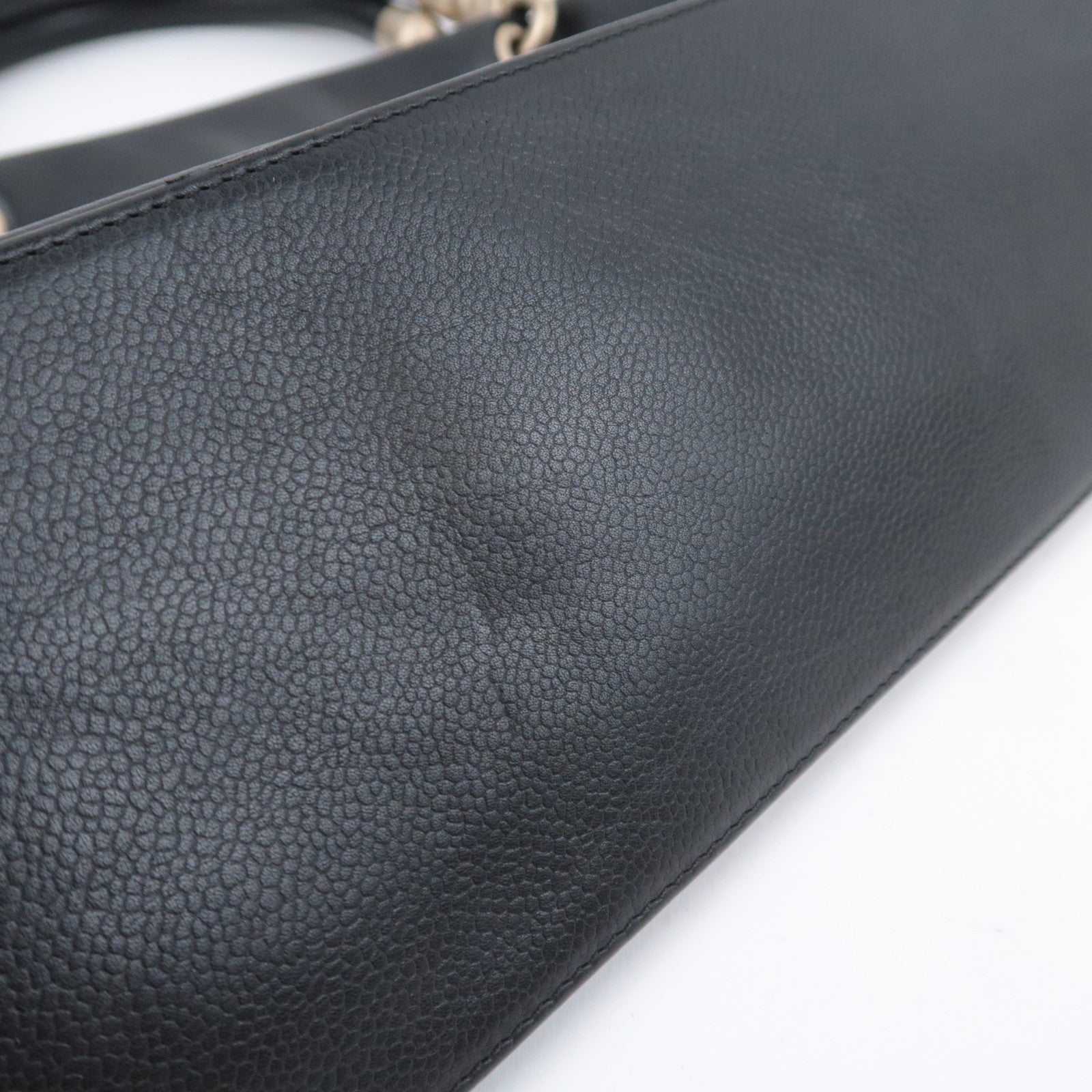 CHANEL Coco Mark Handbag Caviarskin Black