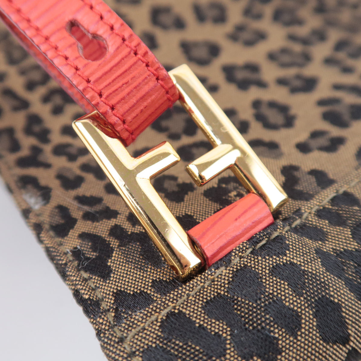 FENDI Leopard Print Canvas Leather Backpack