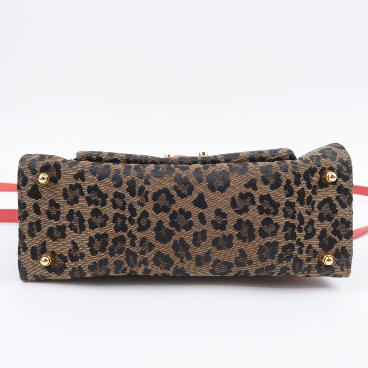FENDI Leopard Print Canvas Leather Backpack
