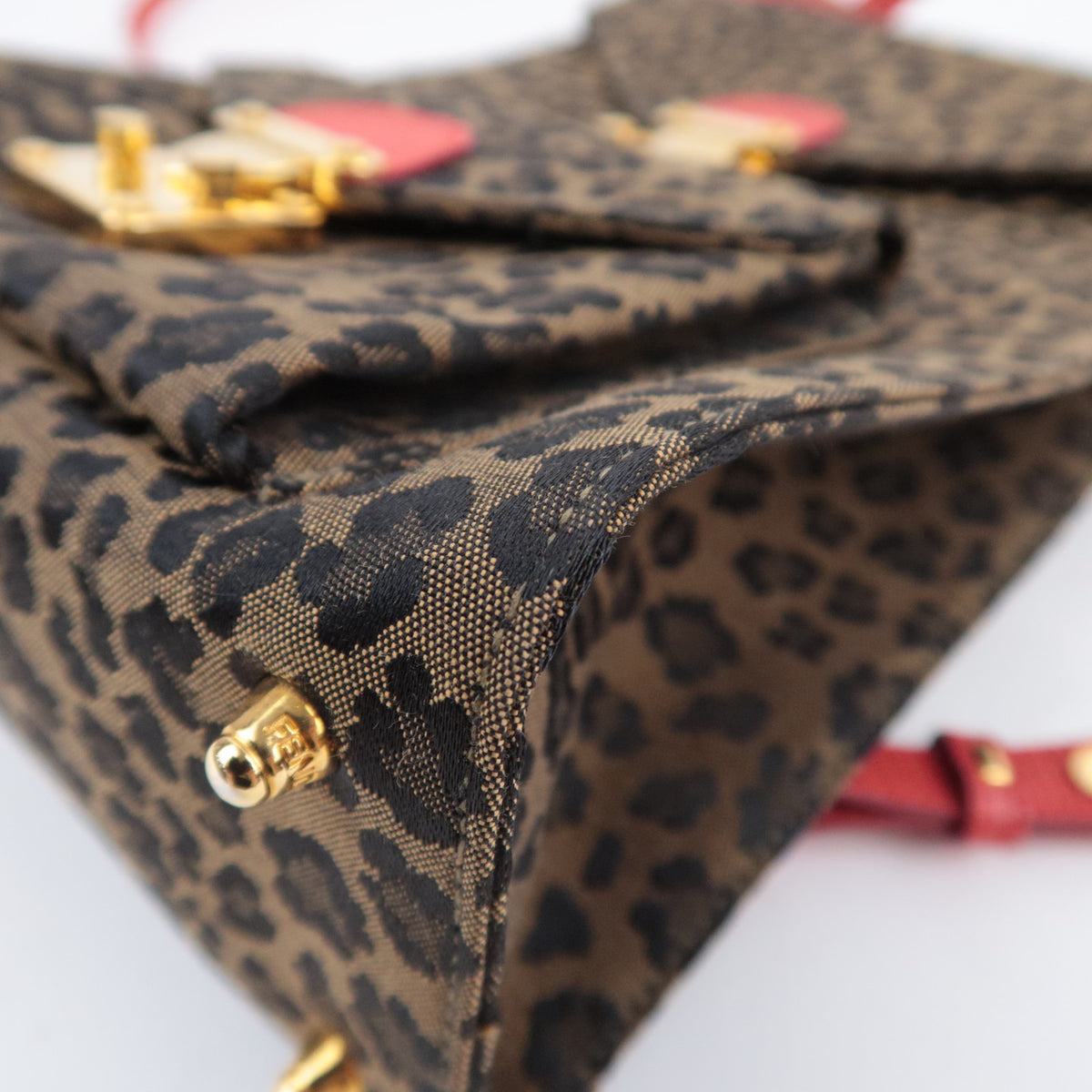 FENDI Leopard Print Canvas Leather Backpack