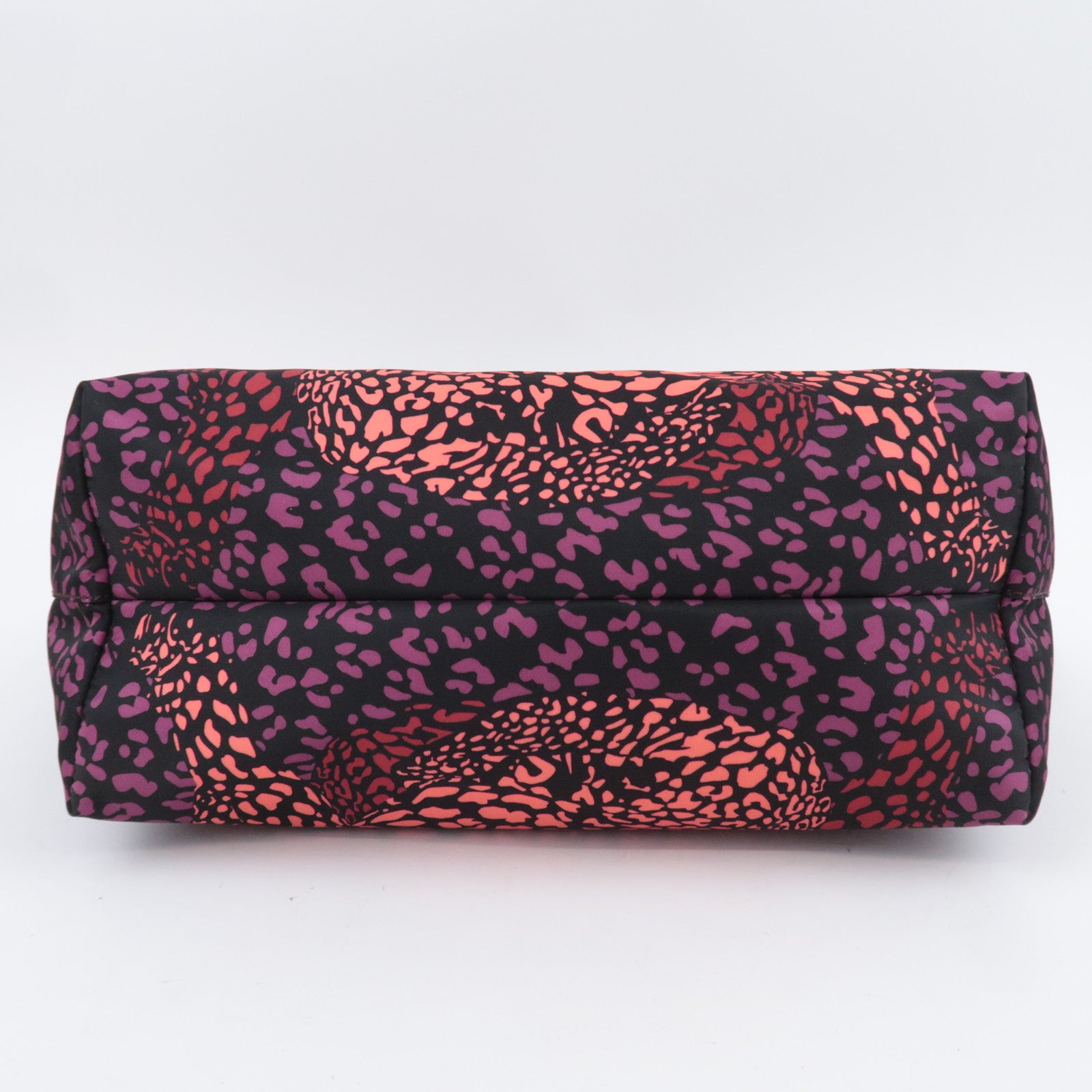 Salvatore Ferragamo Gancini Leopard Nylon Tote Bag Purple Black