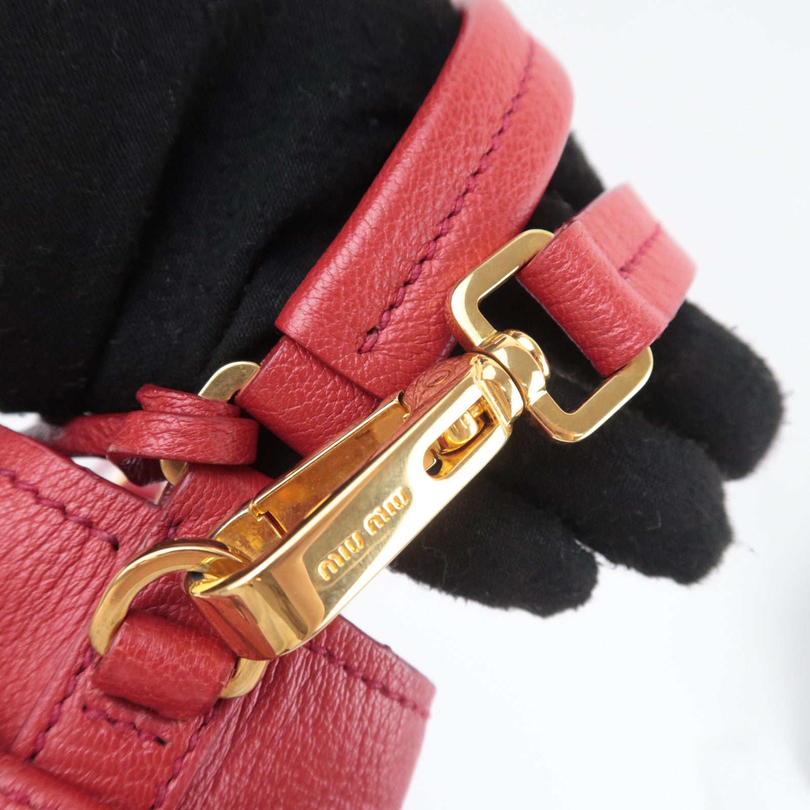 MIU MIU 2Way Denim Shoulder Bag Blue Red RN1129