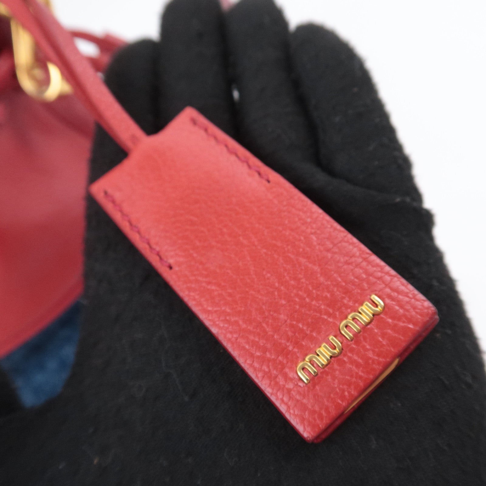 MIU MIU 2Way Denim Shoulder Bag Blue Red RN1129