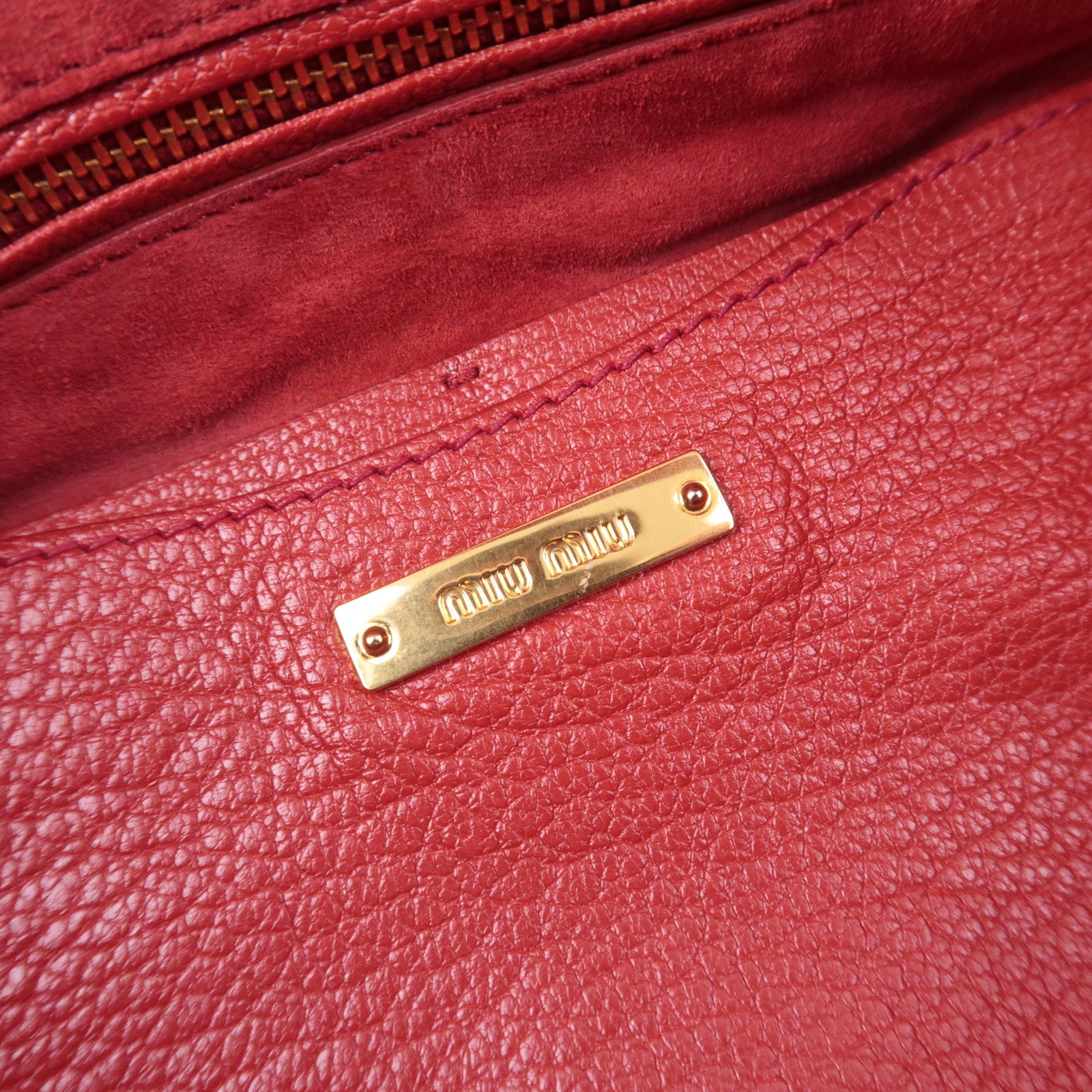 MIU MIU 2Way Denim Shoulder Bag Blue Red RN1129