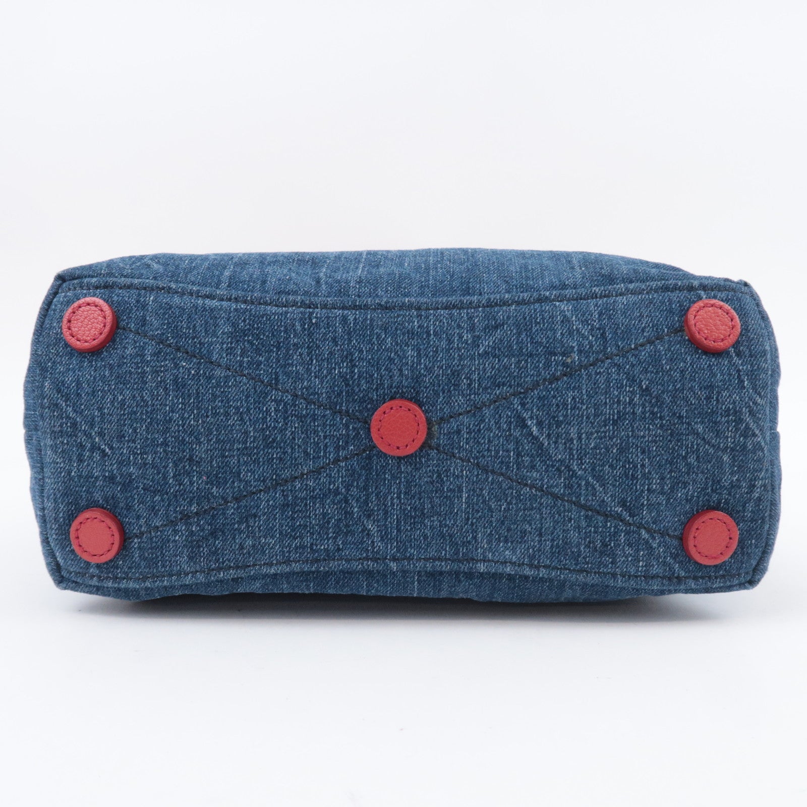 MIU MIU 2Way Denim Shoulder Bag Blue Red RN1129