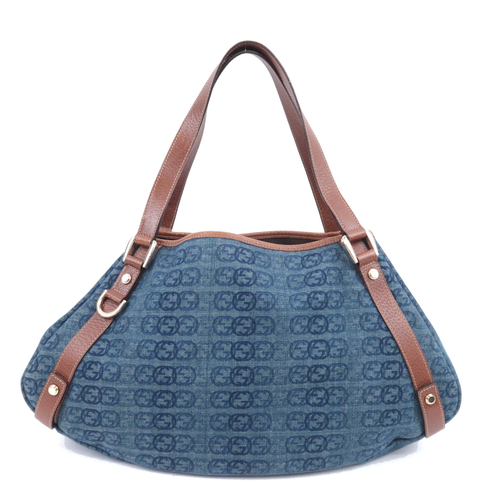 GUCCI Abby Interlocking G Denim Shoulder Bag Blue 13073691595