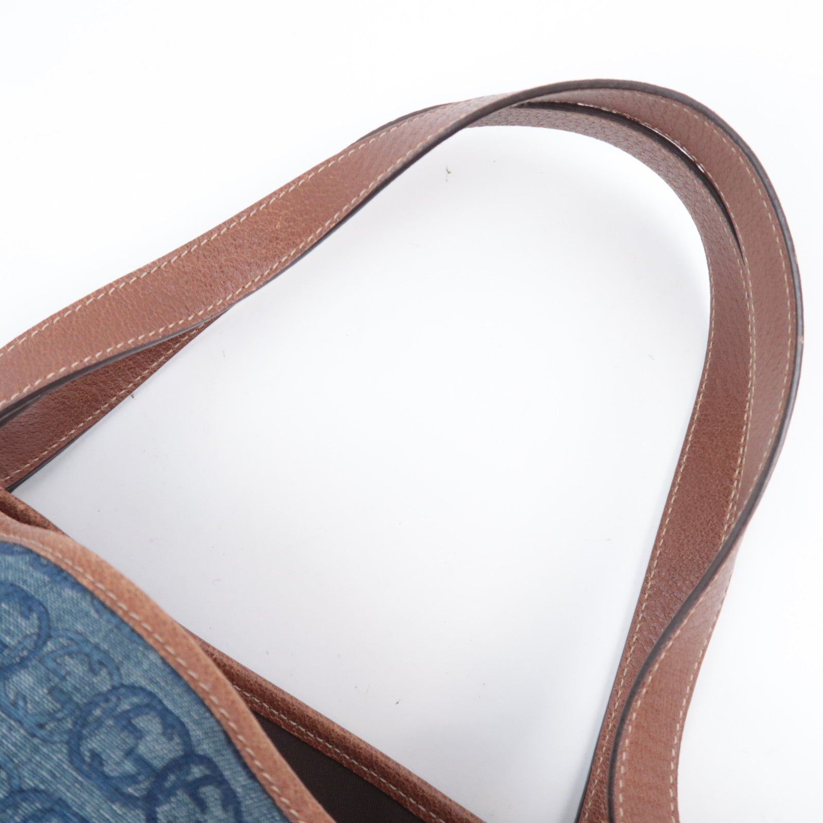 GUCCI Abby Interlocking G Denim Shoulder Bag Blue 130736