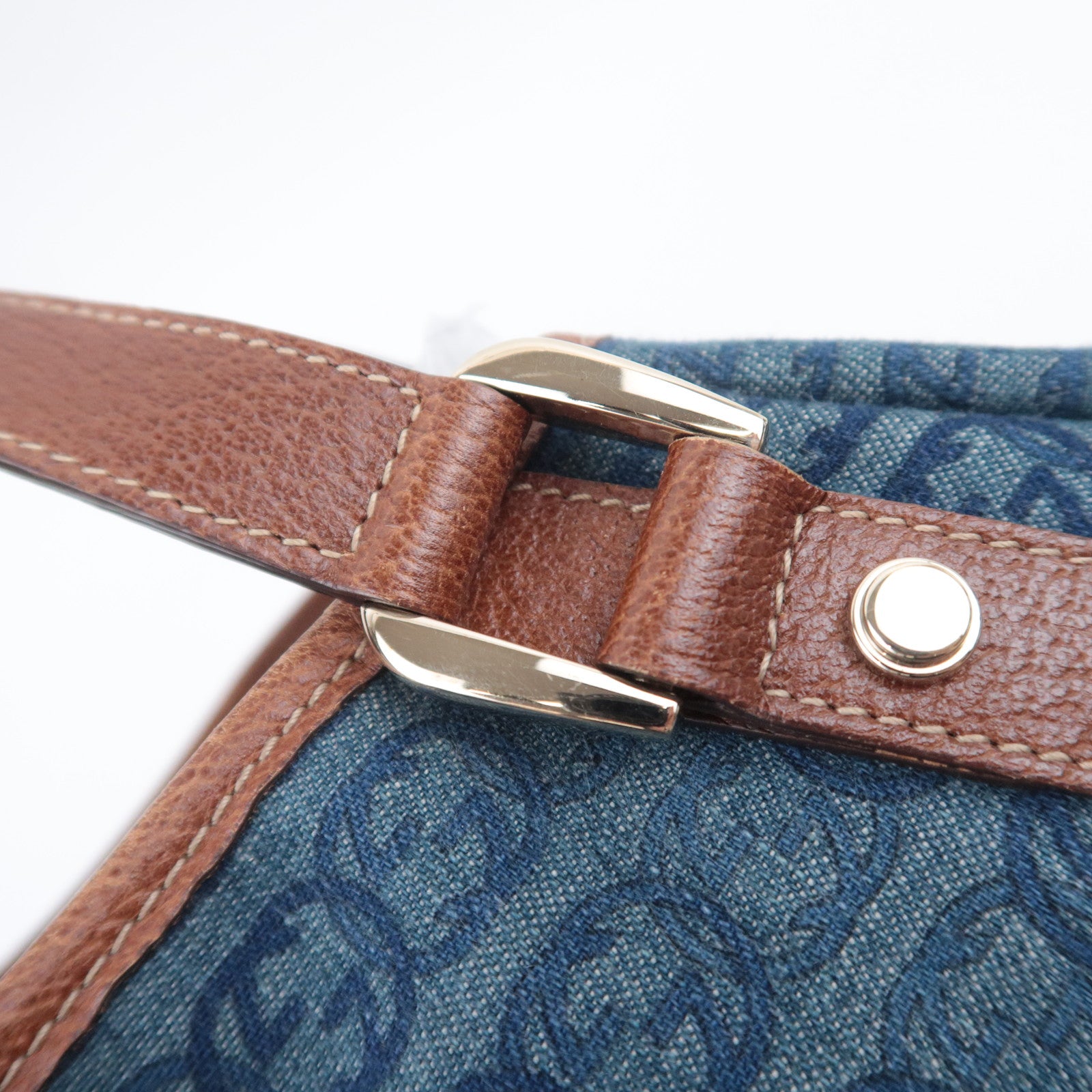 GUCCI Abby Interlocking G Denim Shoulder Bag Blue 130736