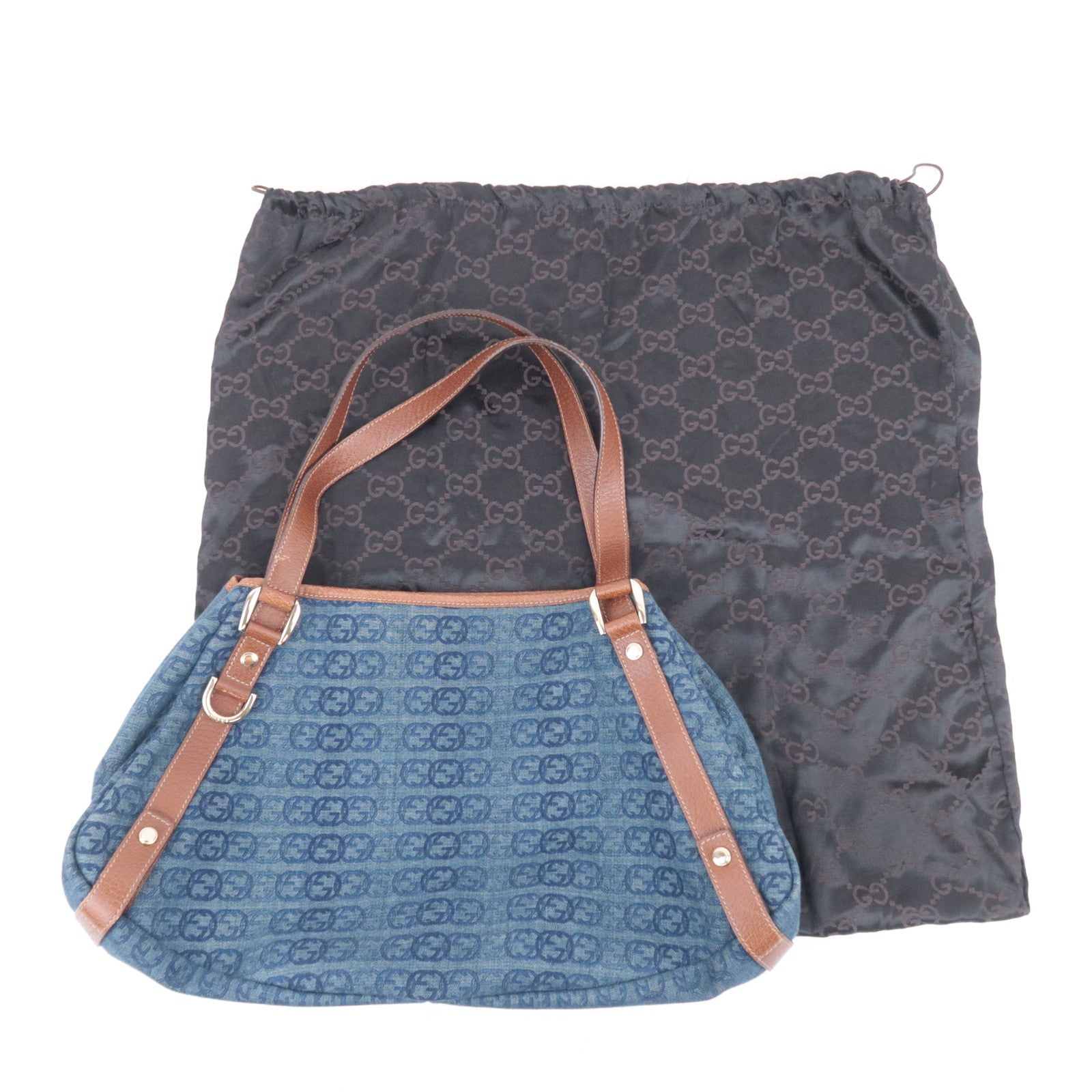 GUCCI Abby Interlocking G Denim Shoulder Bag Blue 130736