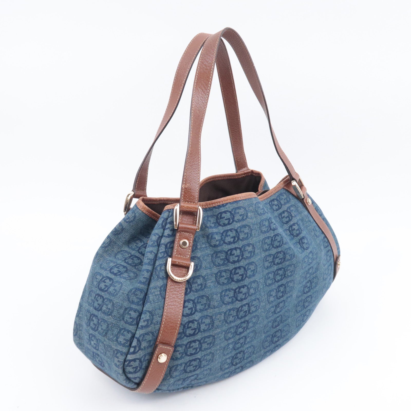 GUCCI Abby Interlocking G Denim Shoulder Bag Blue 130736