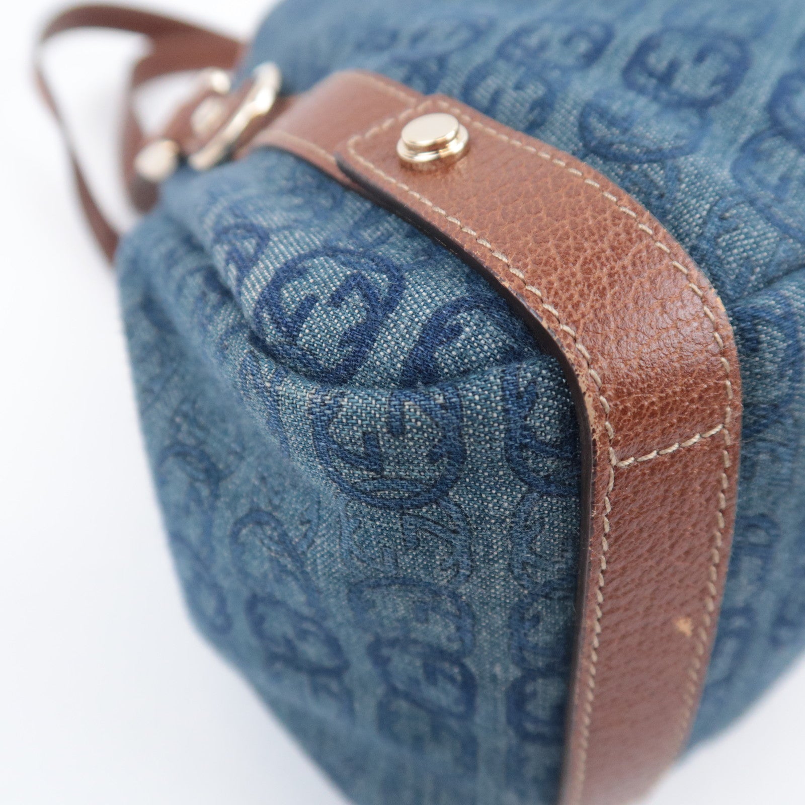 GUCCI Abby Interlocking G Denim Shoulder Bag Blue 130736