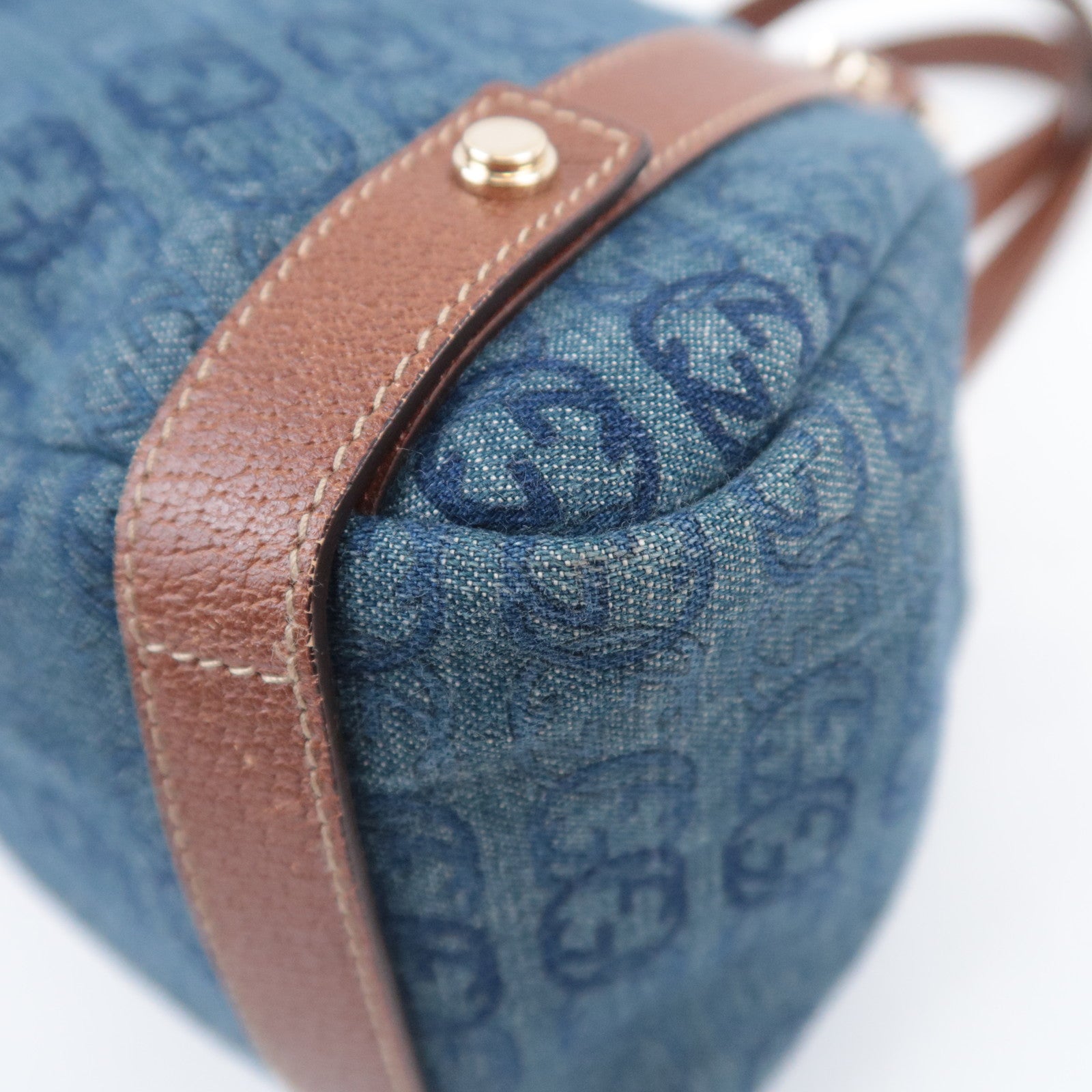 GUCCI Abby Interlocking G Denim Shoulder Bag Blue 130736