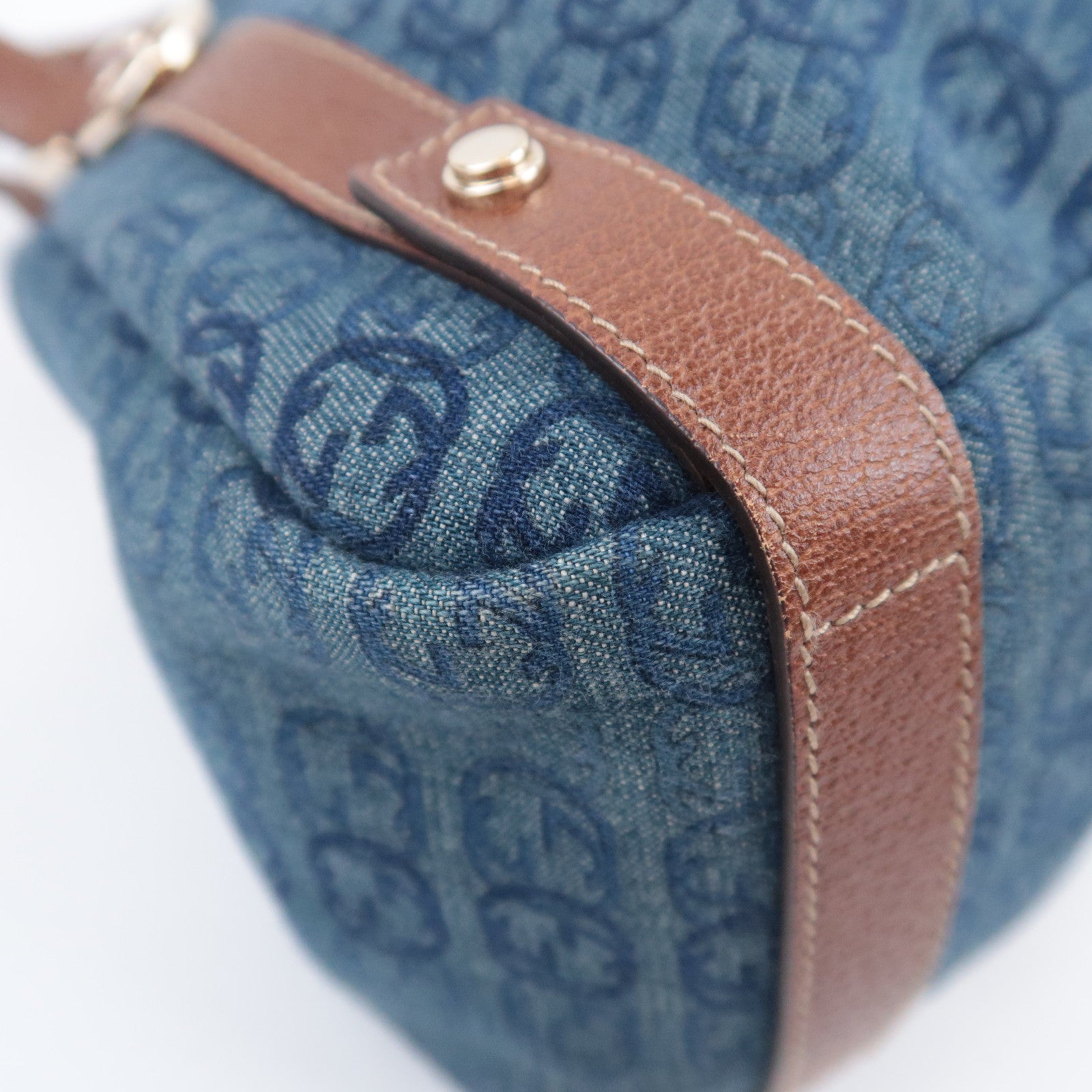 GUCCI Abby Interlocking G Denim Shoulder Bag Blue 130736