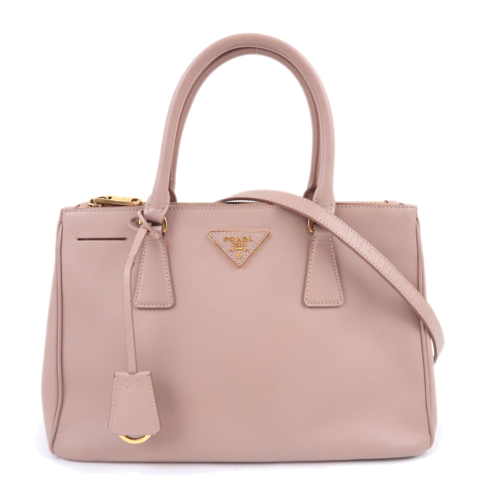 PRADA Galleria Saffiano Leather 2Way Handbag Pink Beige91598