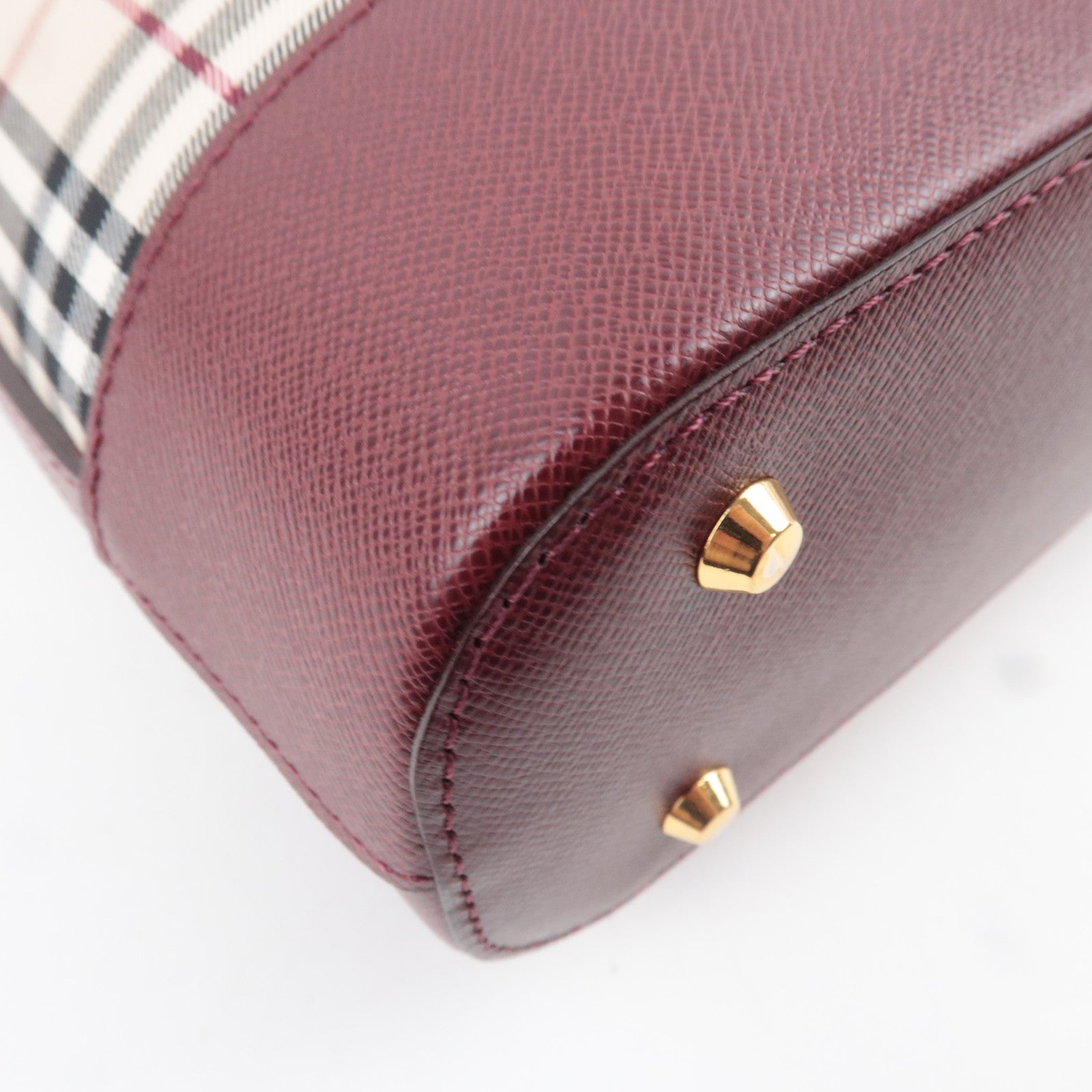 BURBERRY Nova Plaid Canvas Shoulder Bag Bordeaux
