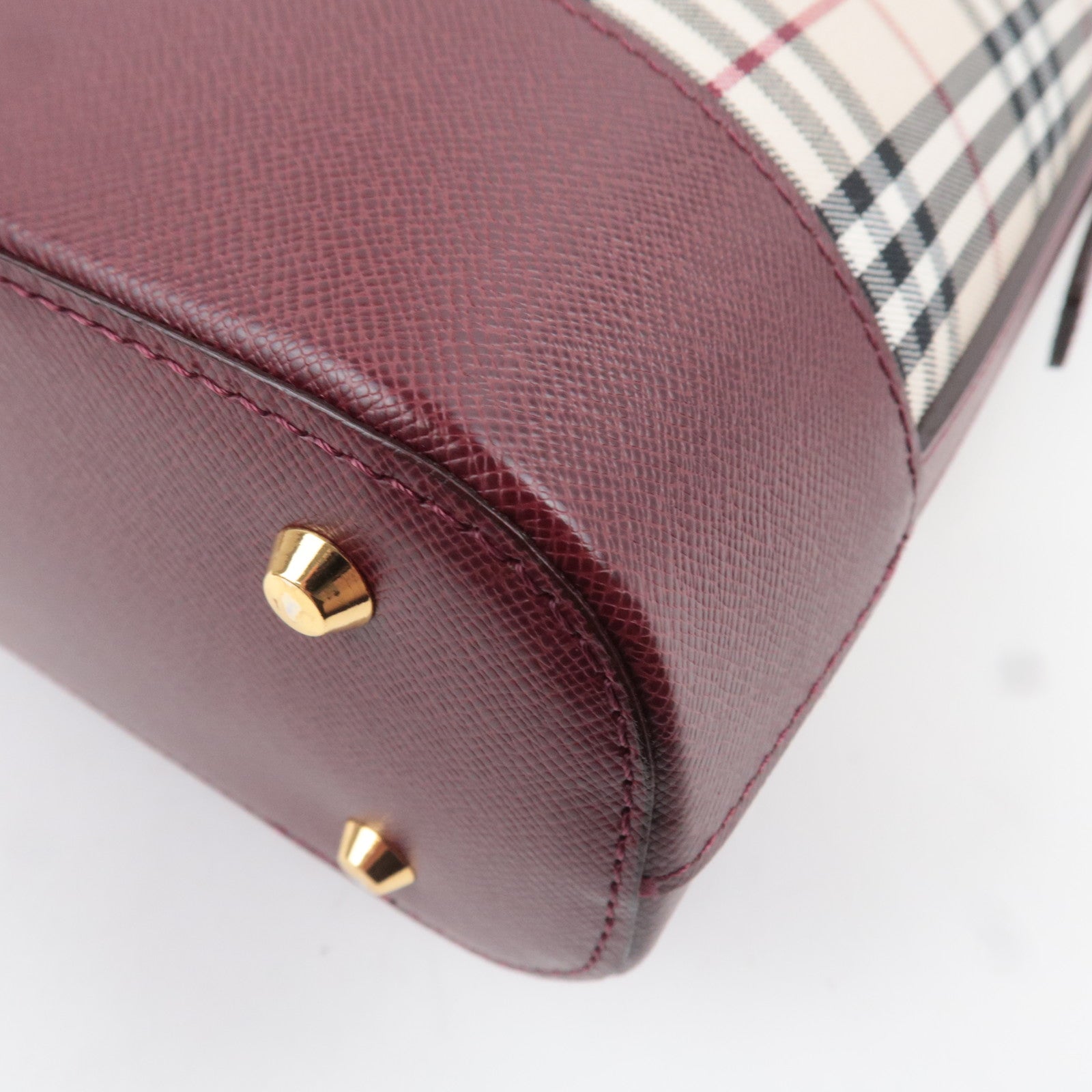 BURBERRY Nova Plaid Canvas Shoulder Bag Bordeaux