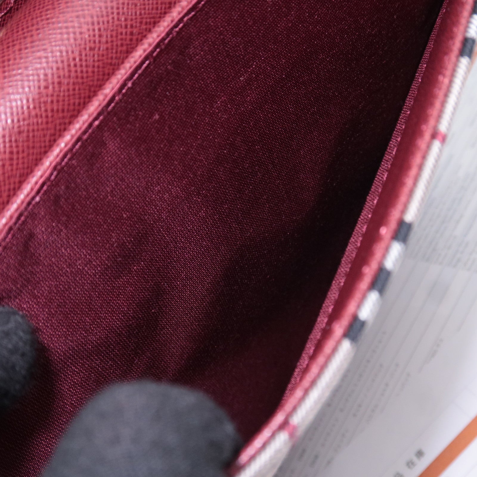 BURBERRY Nova Plaid Canvas Shoulder Bag Bordeaux