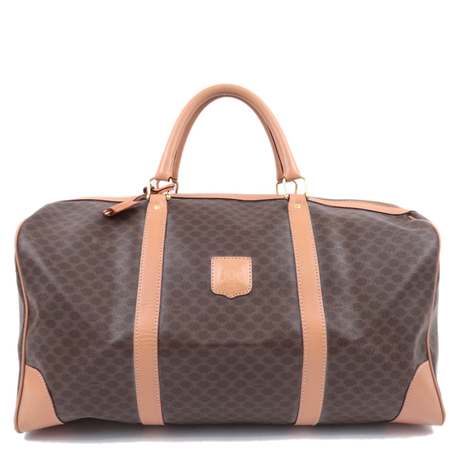 CELINE Macadam PVC Leather Boston Bag Brown91608