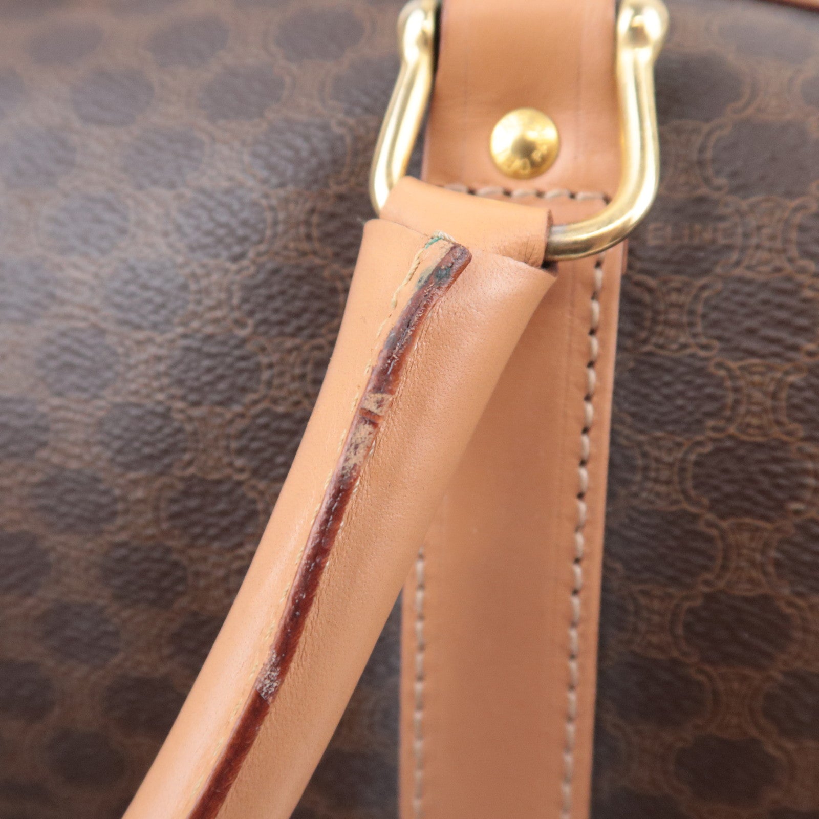 CELINE Macadam PVC Leather Boston Bag Brown