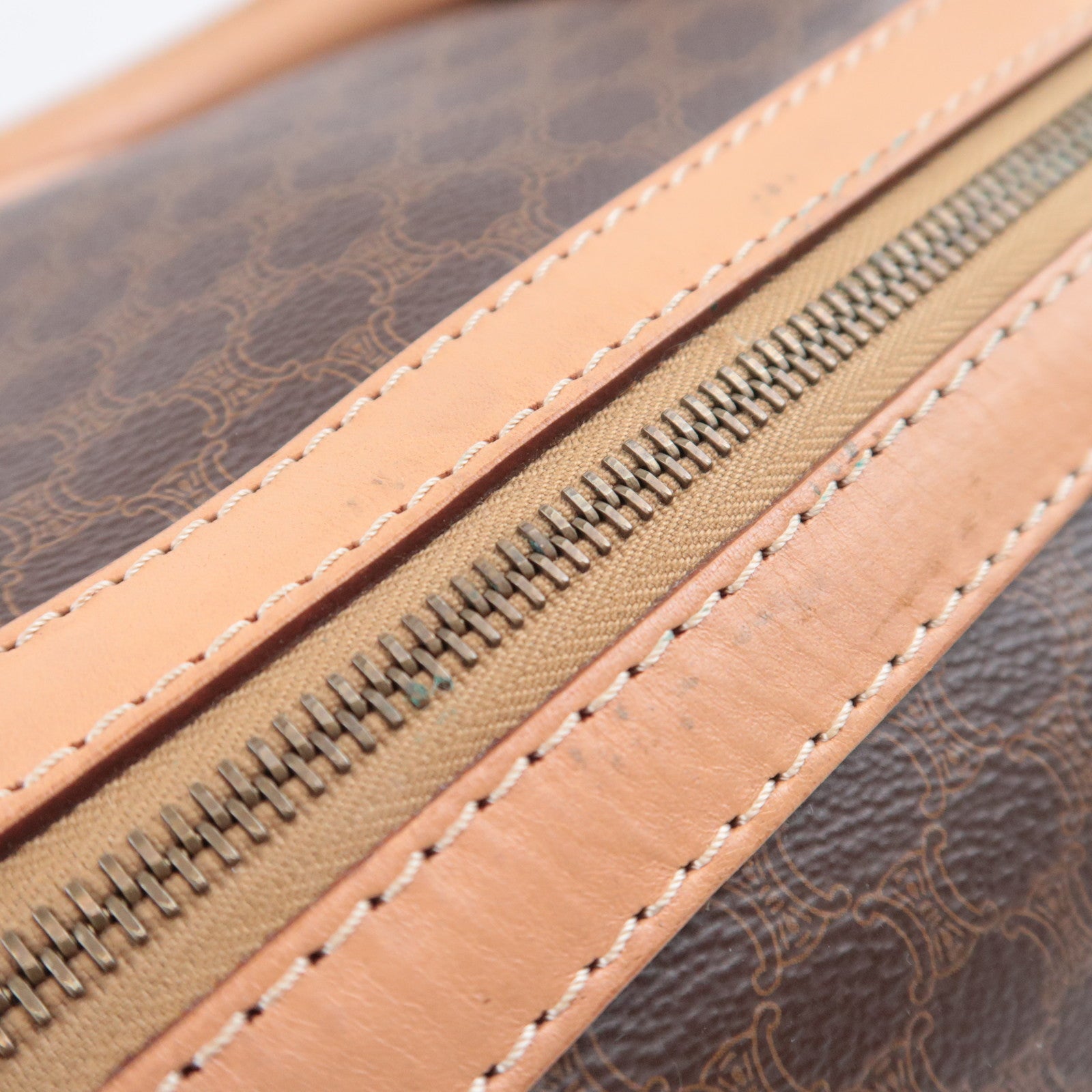 CELINE Macadam PVC Leather Boston Bag Brown